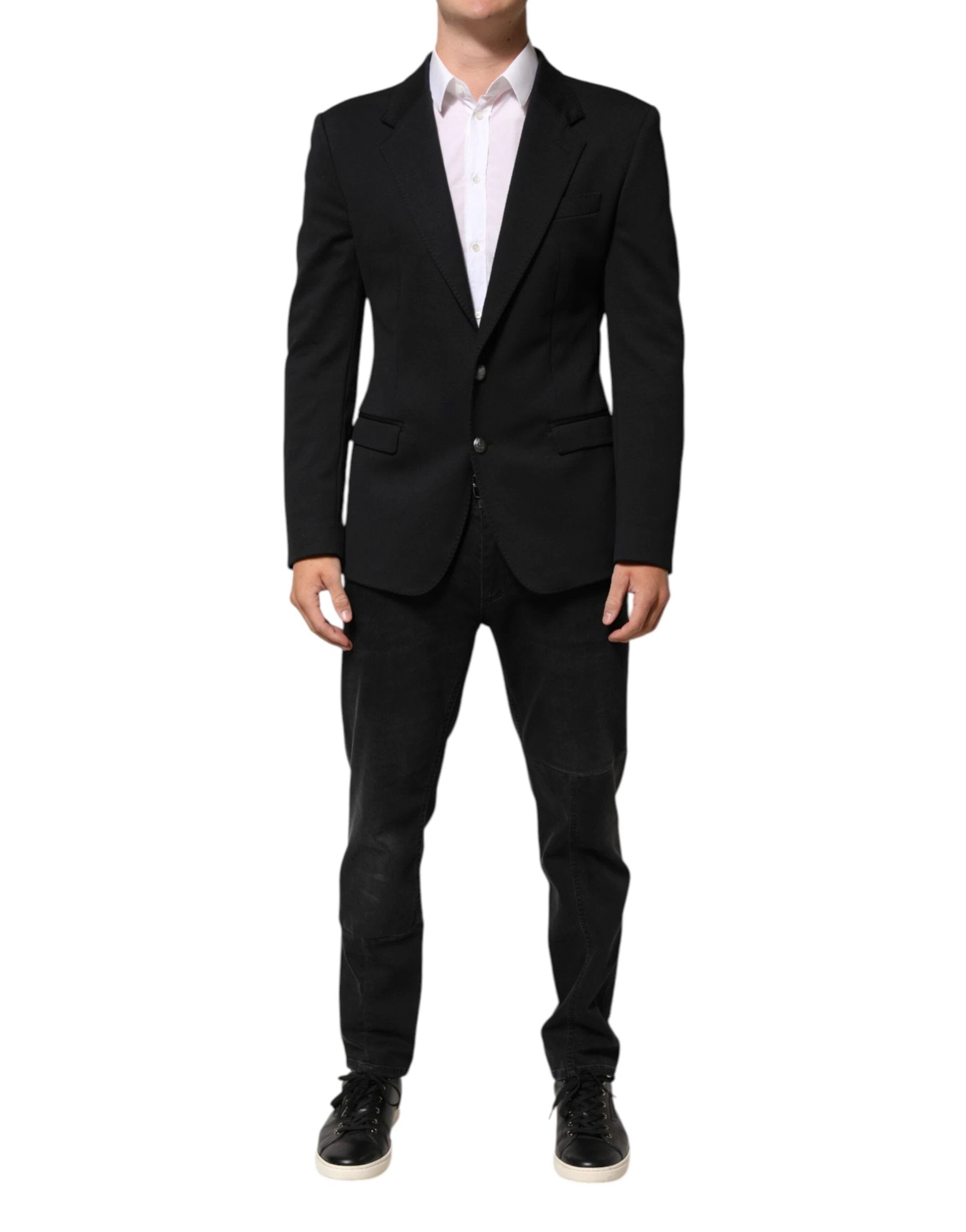 Dolce & Gabbana Dark Blue Cotton Men Jacket Coat Blazer Suit by Dolce & Gabbana