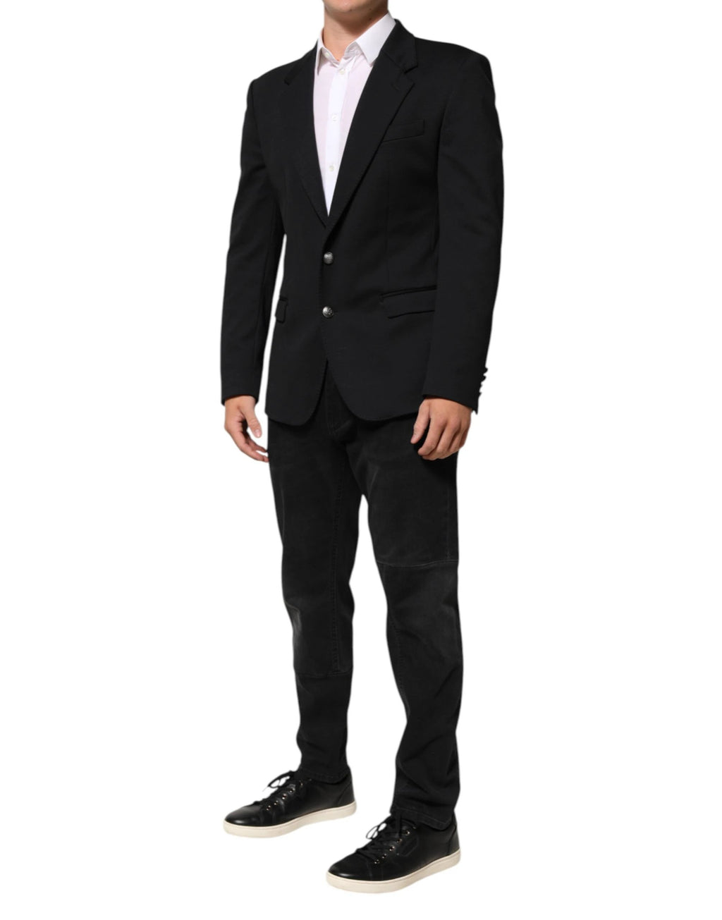 Dolce & Gabbana Dark Blue Cotton Men Jacket Coat Blazer Suit by Dolce & Gabbana