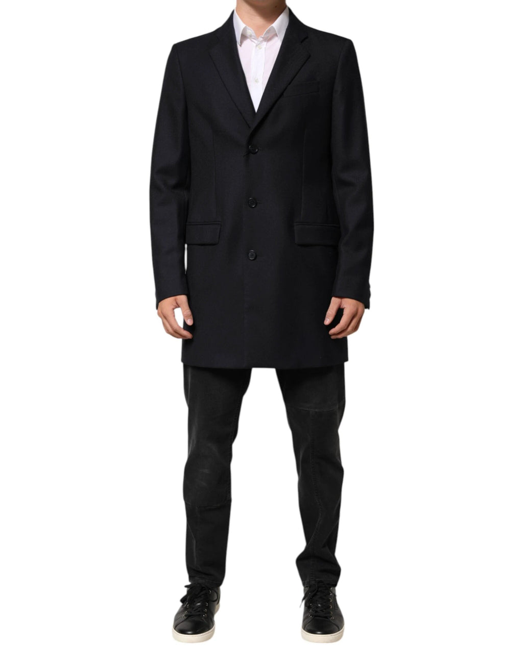Dolce & Gabbana Dark Blue Wool Men Jacket Coat Blazer Suit by Dolce & Gabbana