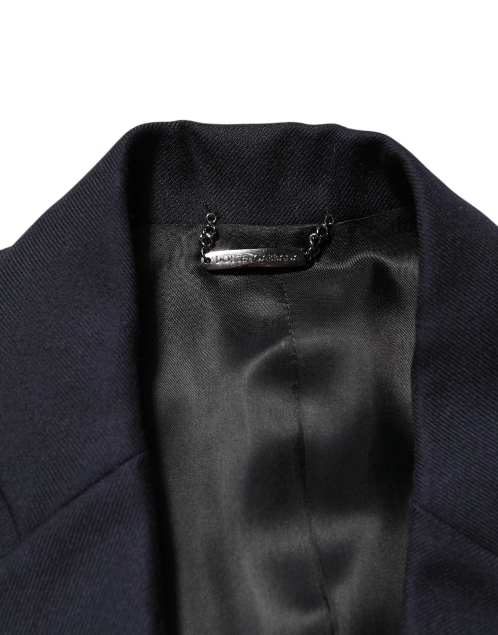Dolce & Gabbana Dark Blue Wool Men Jacket Coat Blazer Suit by Dolce & Gabbana