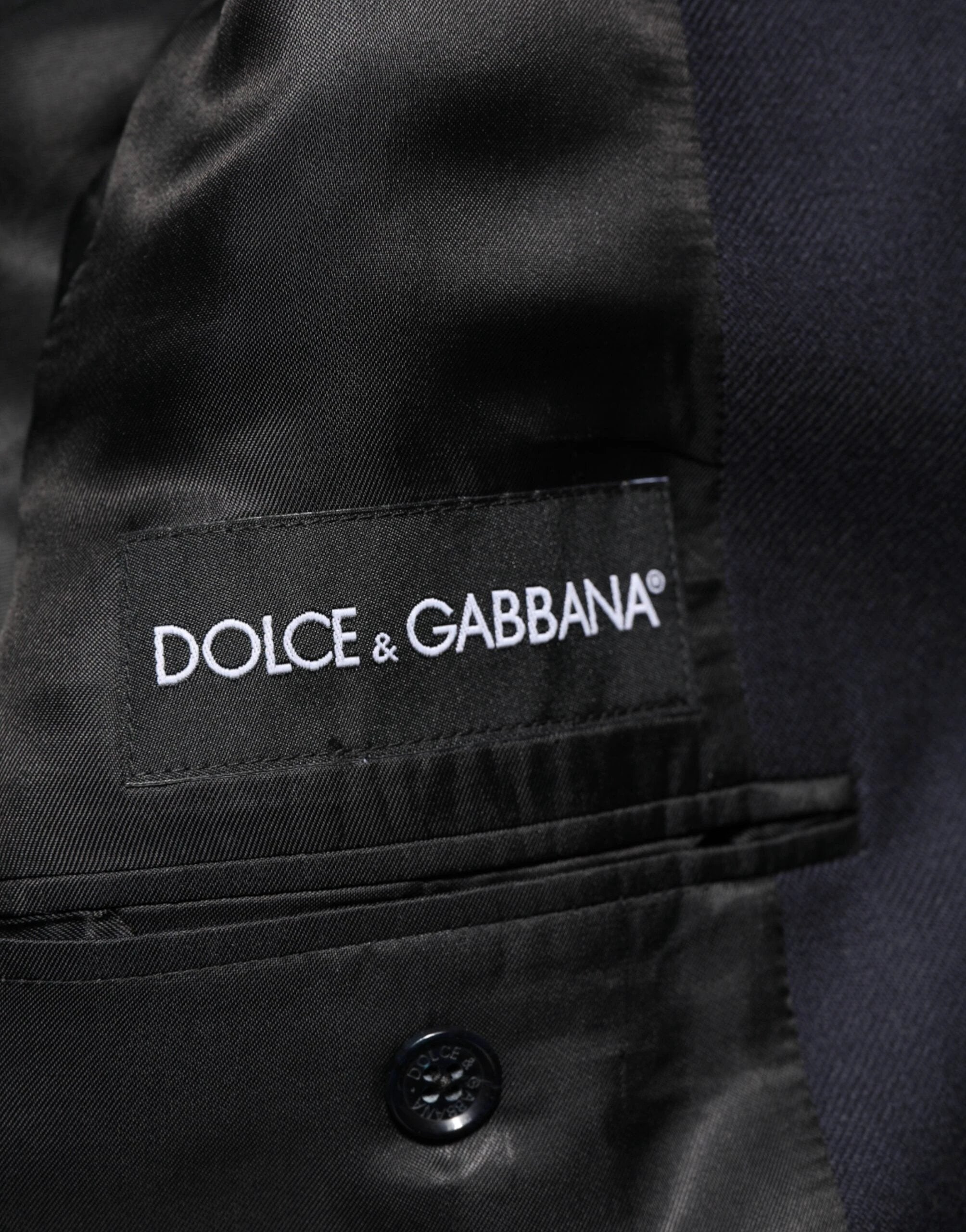 Dolce & Gabbana Dark Blue Wool Men Jacket Coat Blazer Suit by Dolce & Gabbana