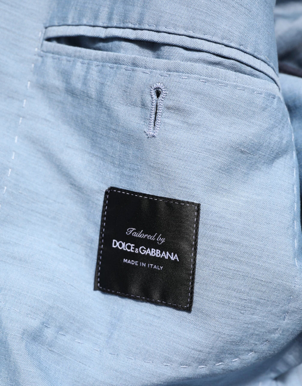 Dolce & Gabbana Light Blue Linen Double Breasted Men Jacket Blazer by Dolce & Gabbana