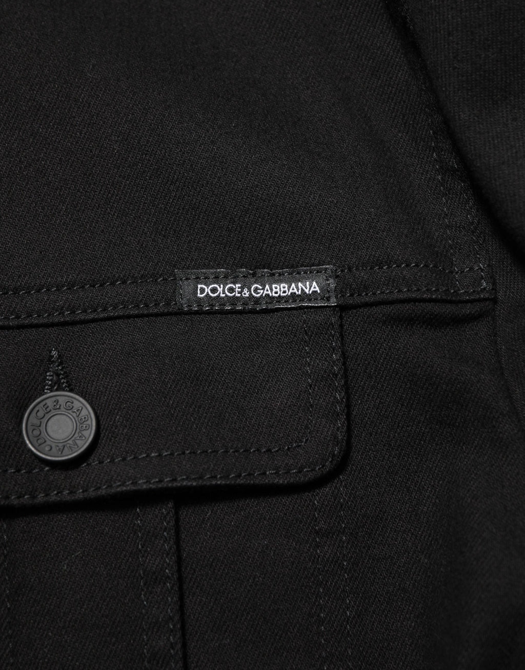Dolce & Gabbana Black Cotton Denim Stretch Giubbotto Jacket by Dolce & Gabbana