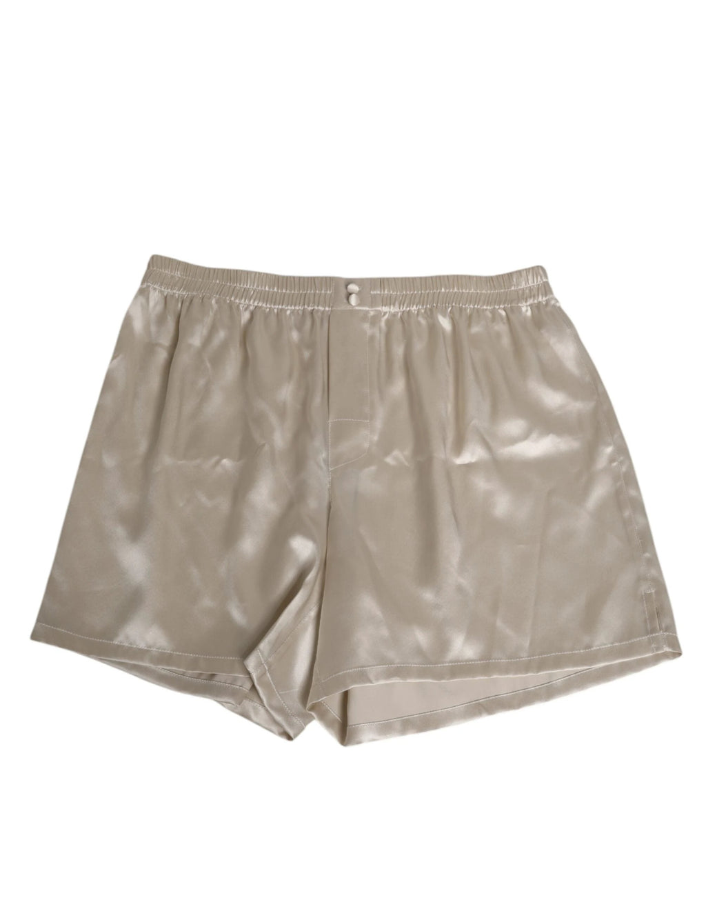 Dolce & Gabbana Beige Silk Satin Elastic Men Boxer Short Swimwear by Dolce & Gabbana