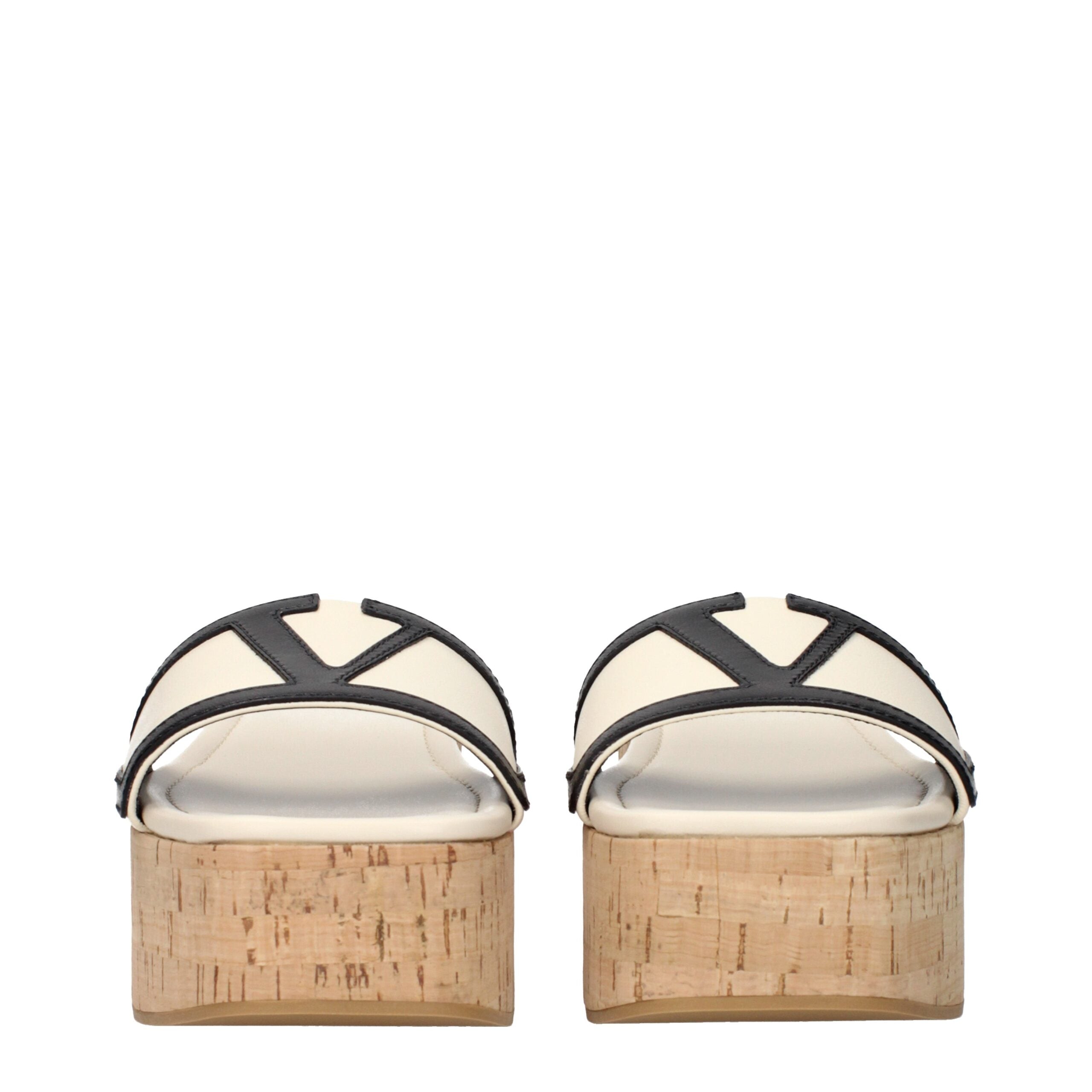 Sandales compensées en cuir beige Valentino Garavani