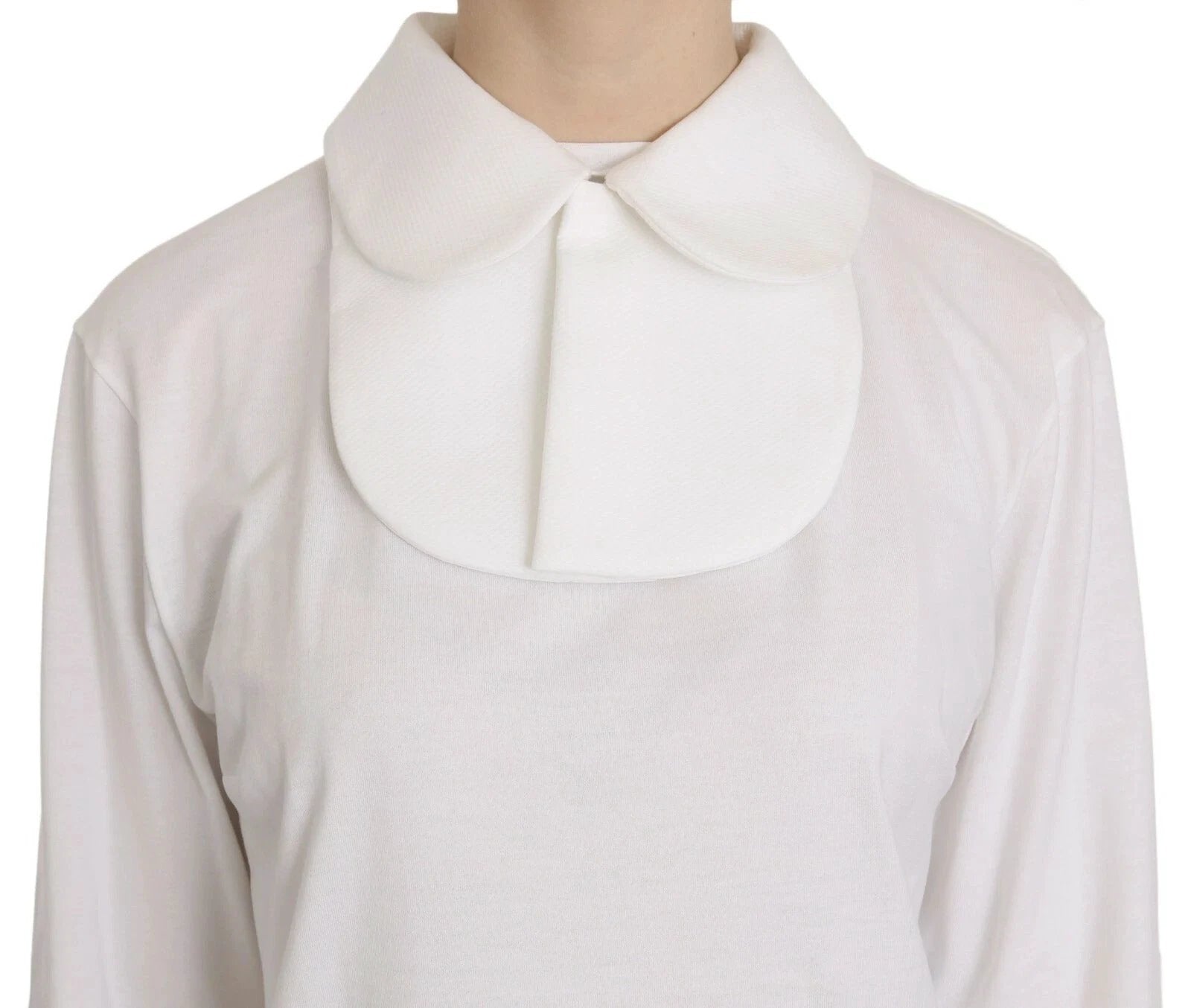 Dolce & Gabbana White Cotton Longsleeve Collared Blouse by Dolce & Gabbana