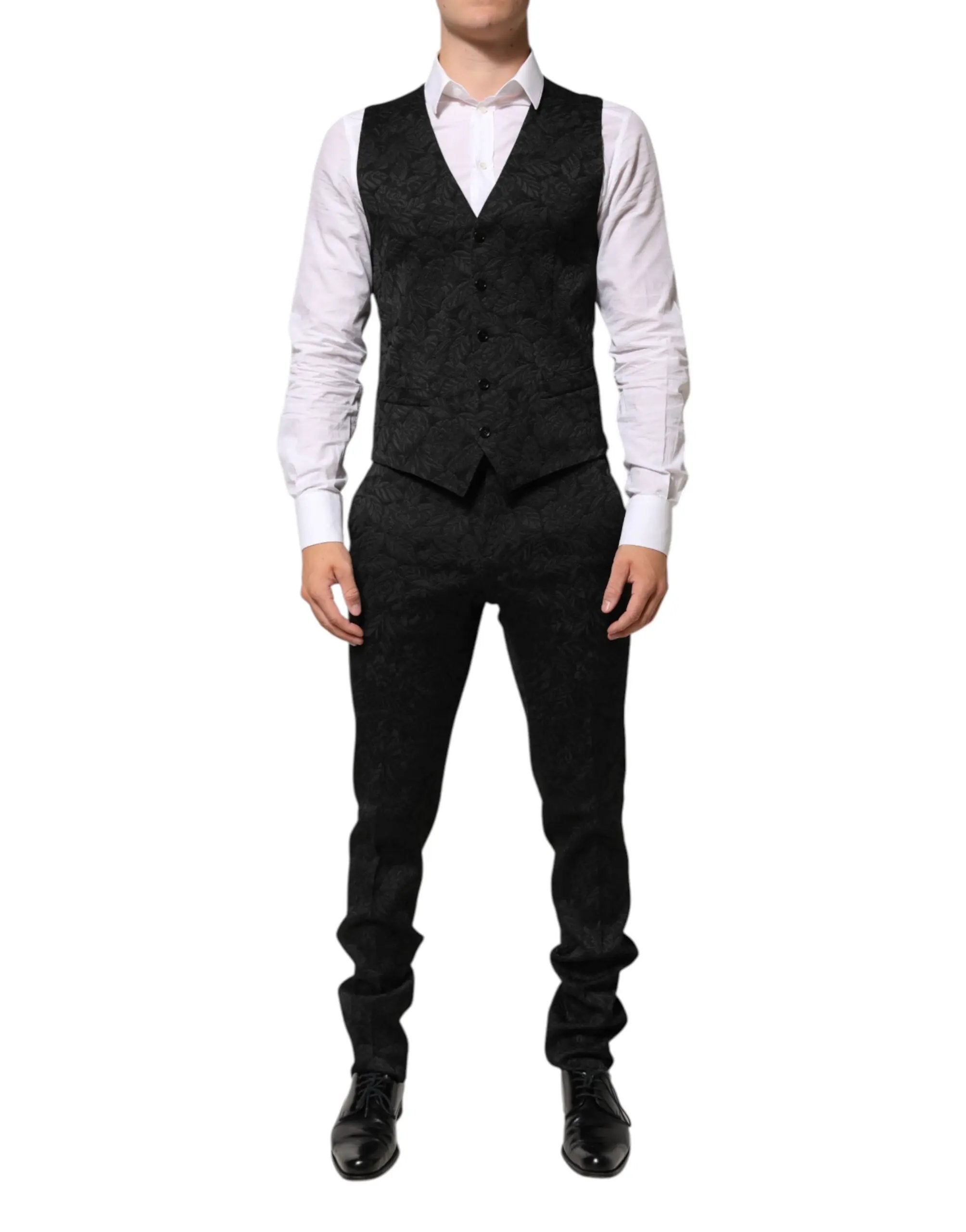 Costume trois pièces Dolce &amp; Gabbana en brocart jacquard noir MARTINI