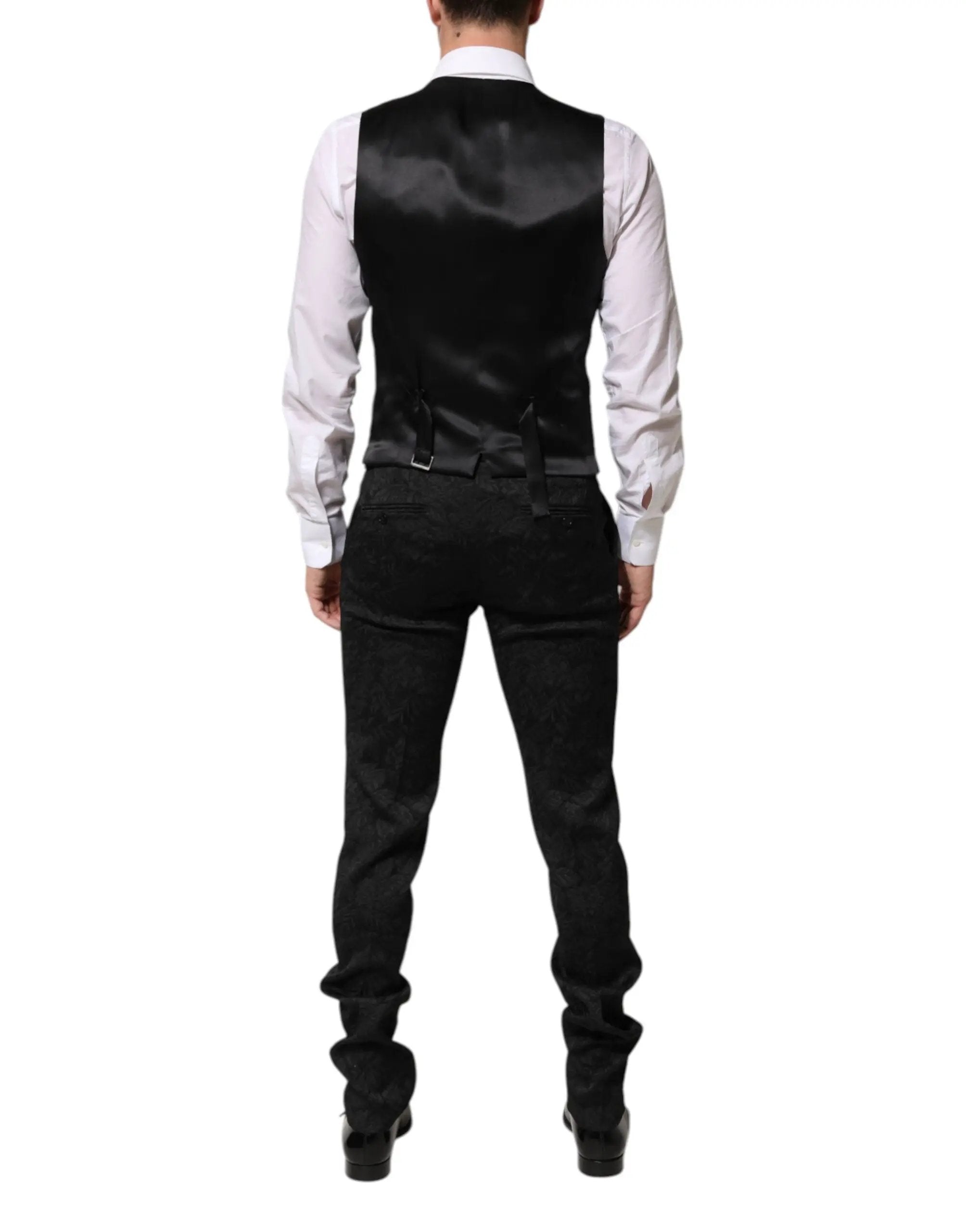 Costume trois pièces Dolce &amp; Gabbana en brocart jacquard noir MARTINI
