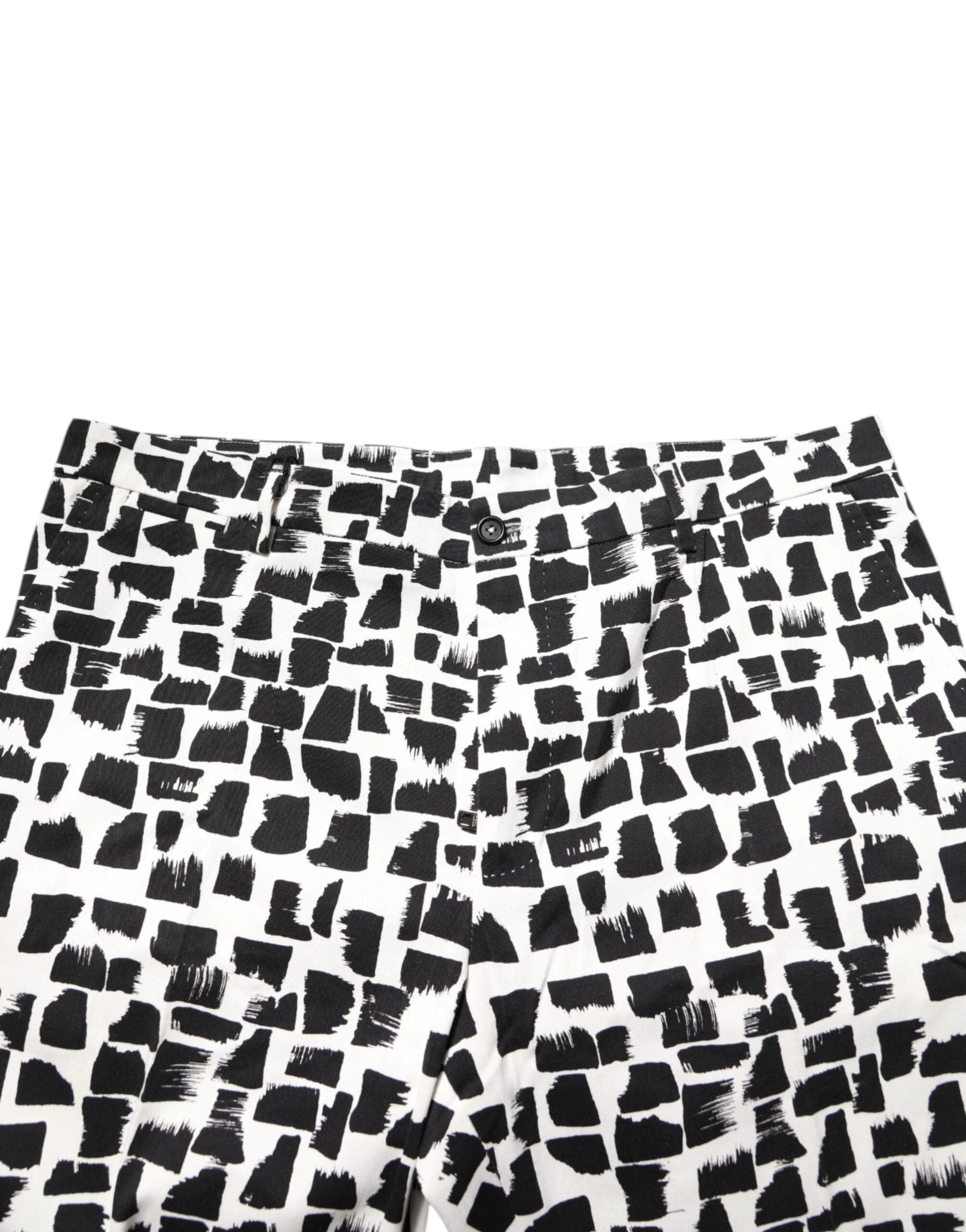 Dolce & Gabbana Black White Abstract Print Cotton Blend Pants by Dolce & Gabbana