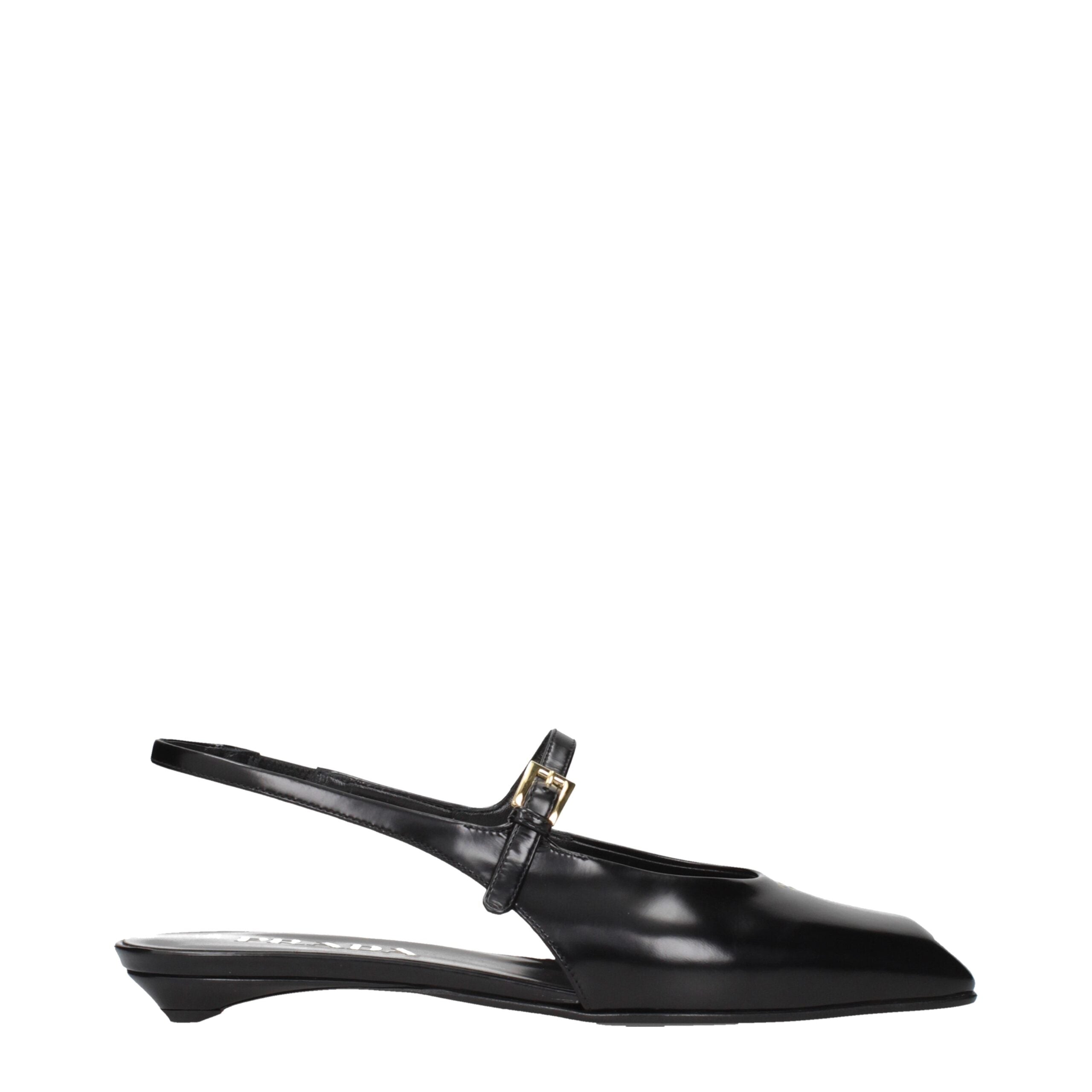 Sandales plates Prada en cuir noir