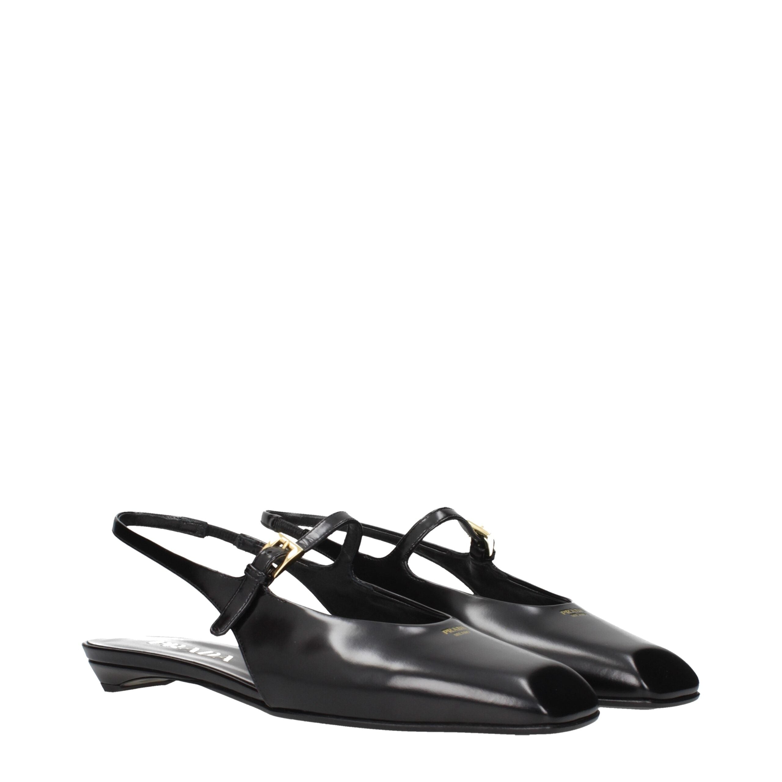 Sandales plates Prada en cuir noir
