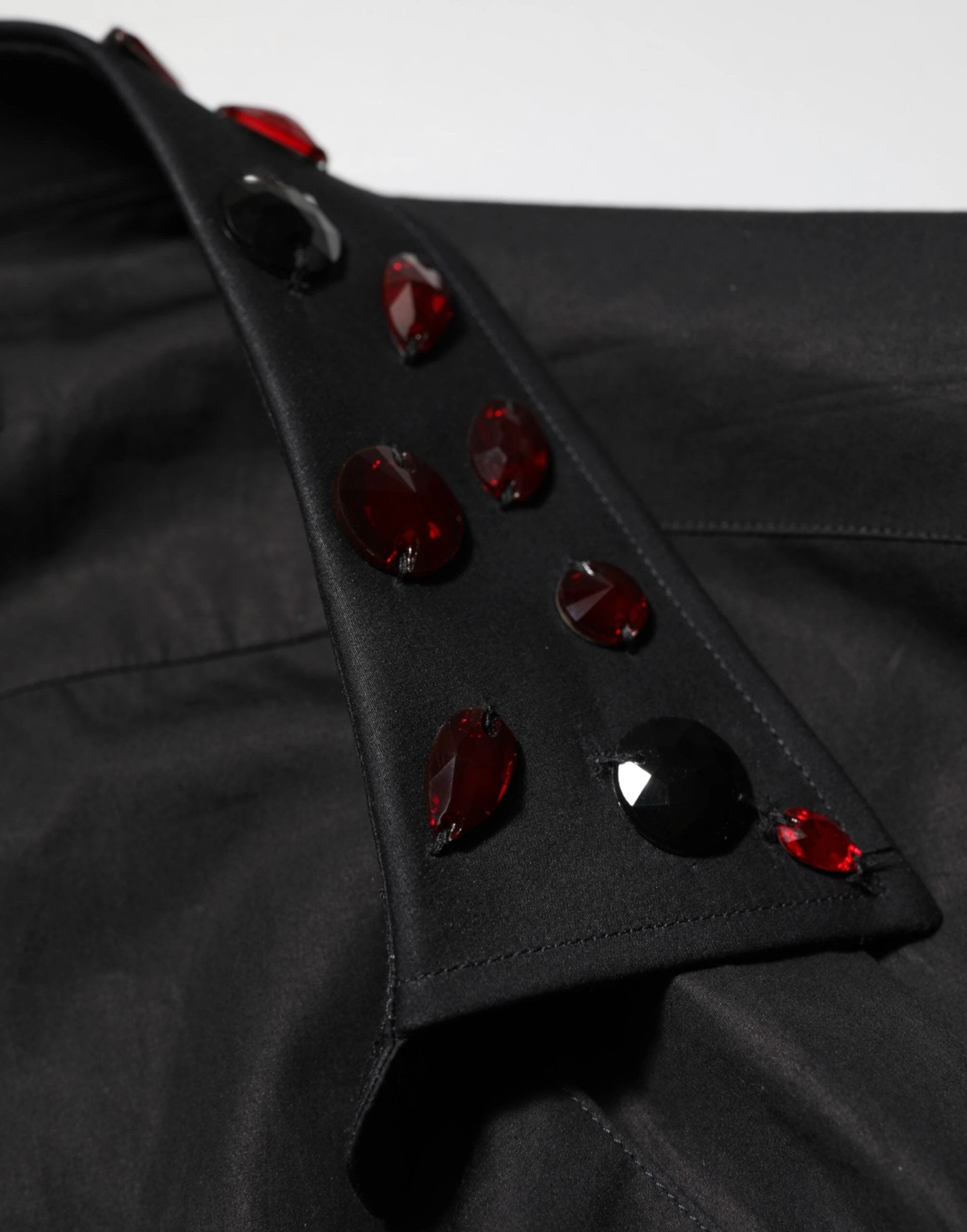 Dolce & Gabbana Black Cotton Embellished Collar Men’s Shirt by Dolce & Gabbana