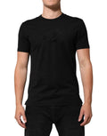 Dolce & Gabbana Black Cotton Velvet Logo Print Men T-shirt by Dolce & Gabbana