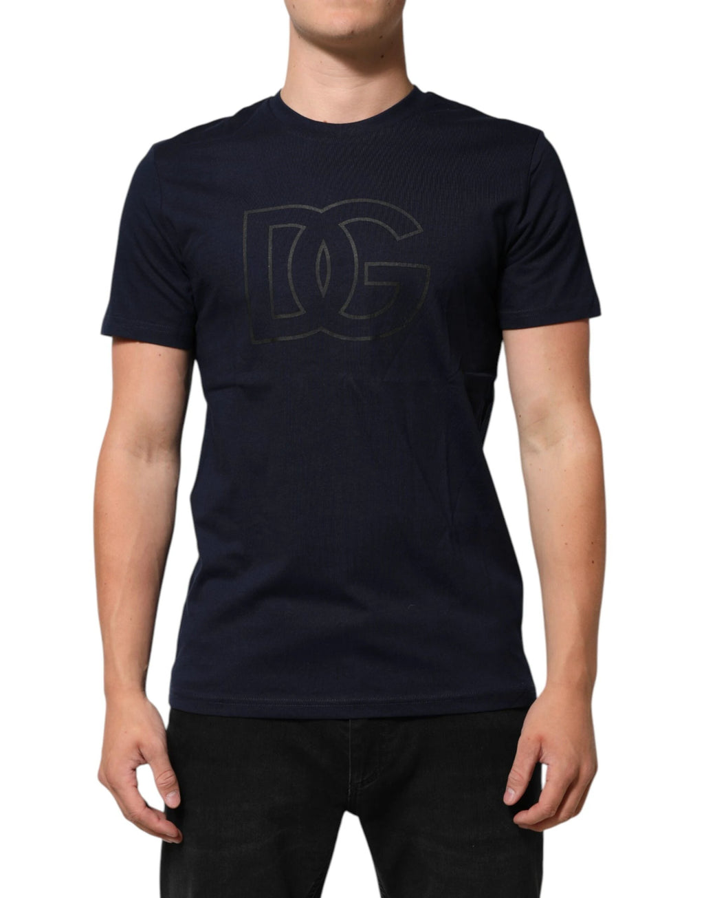 Dolce & Gabbana Dark Blue Cotton DG Logo Print Men’s Top T-shirt by Dolce & Gabbana