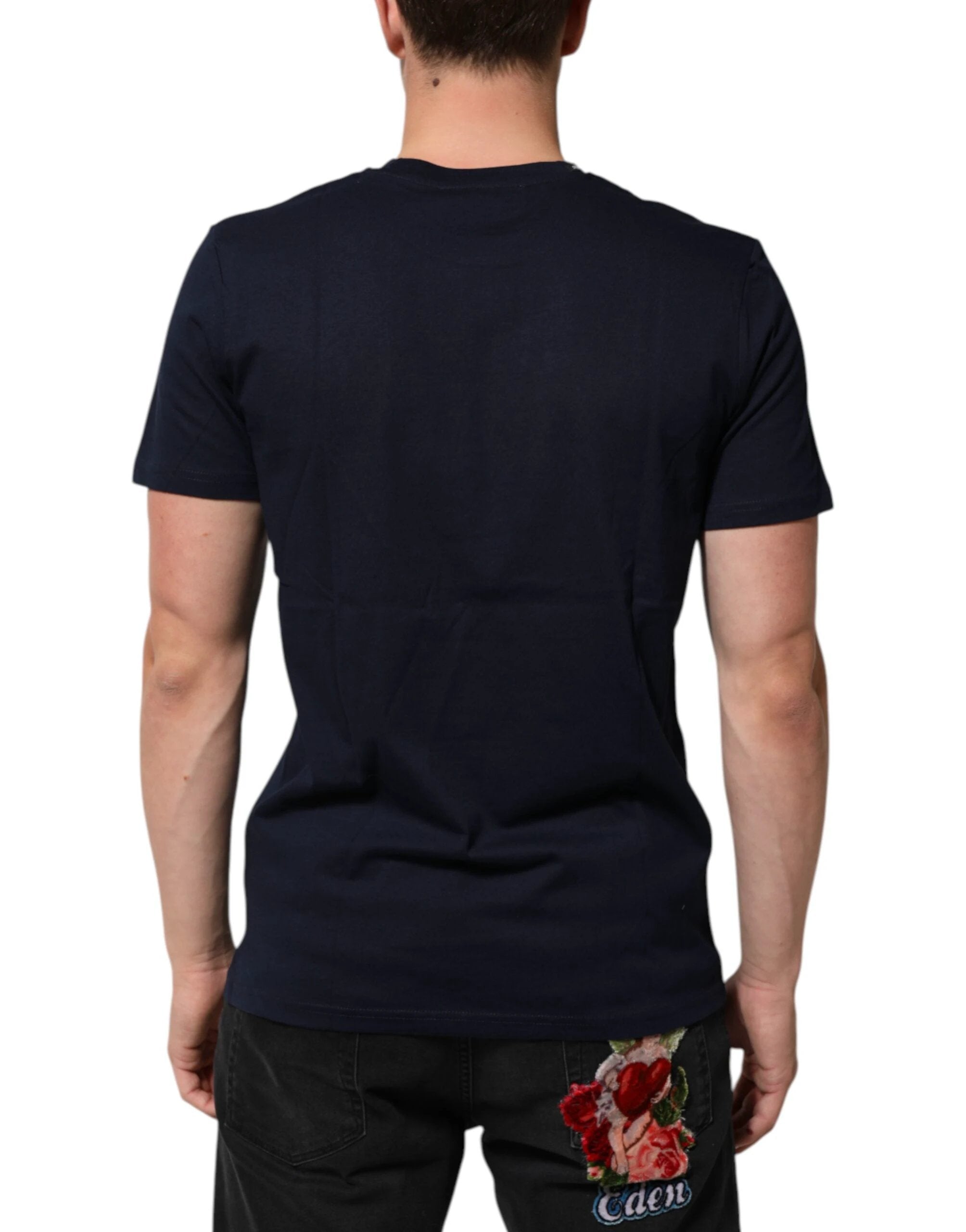 Dolce & Gabbana Dark Blue Cotton DG Logo Print Men’s Top T-shirt by Dolce & Gabbana