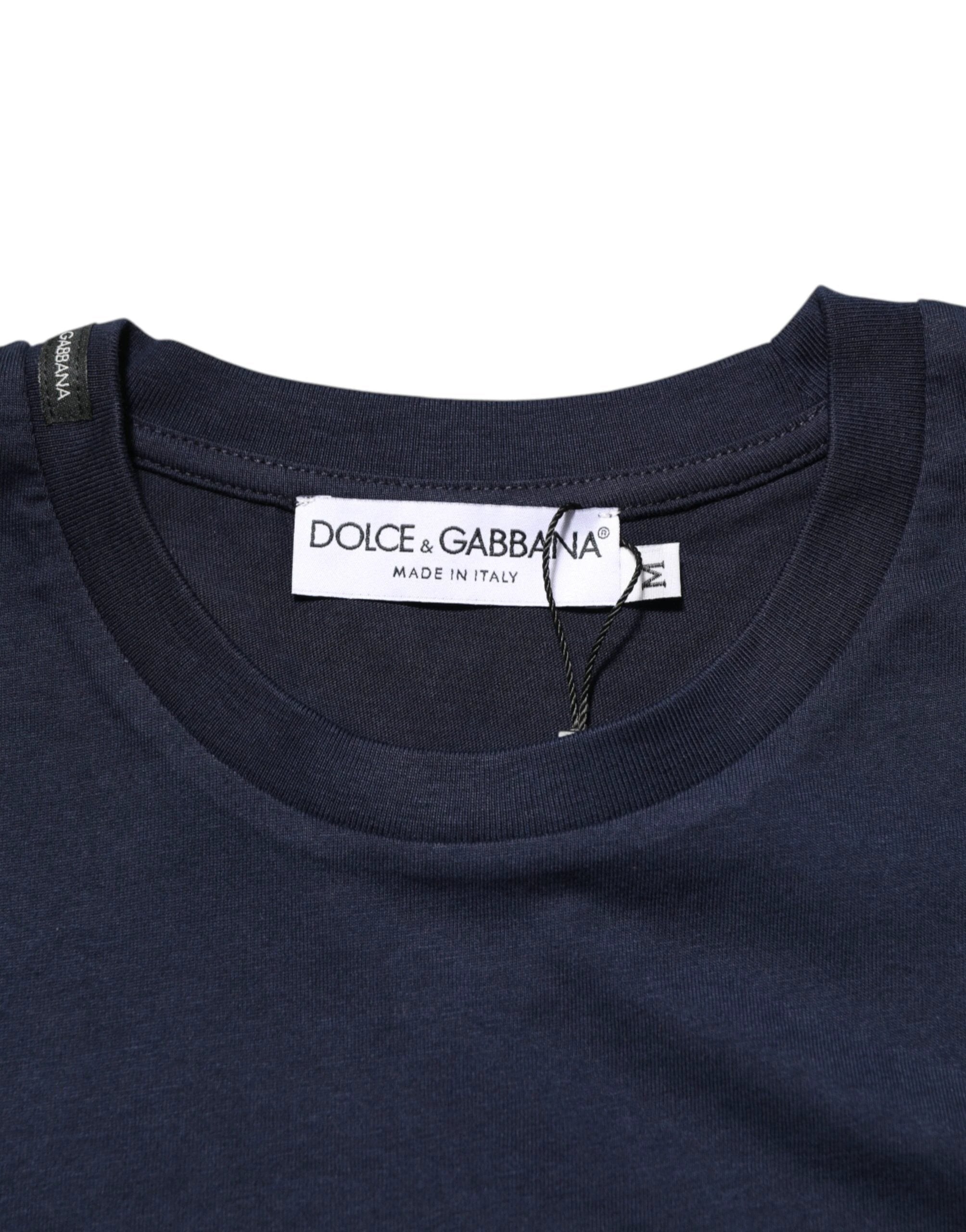 Dolce & Gabbana Dark Blue Cotton DG Logo Print Men’s Top T-shirt by Dolce & Gabbana