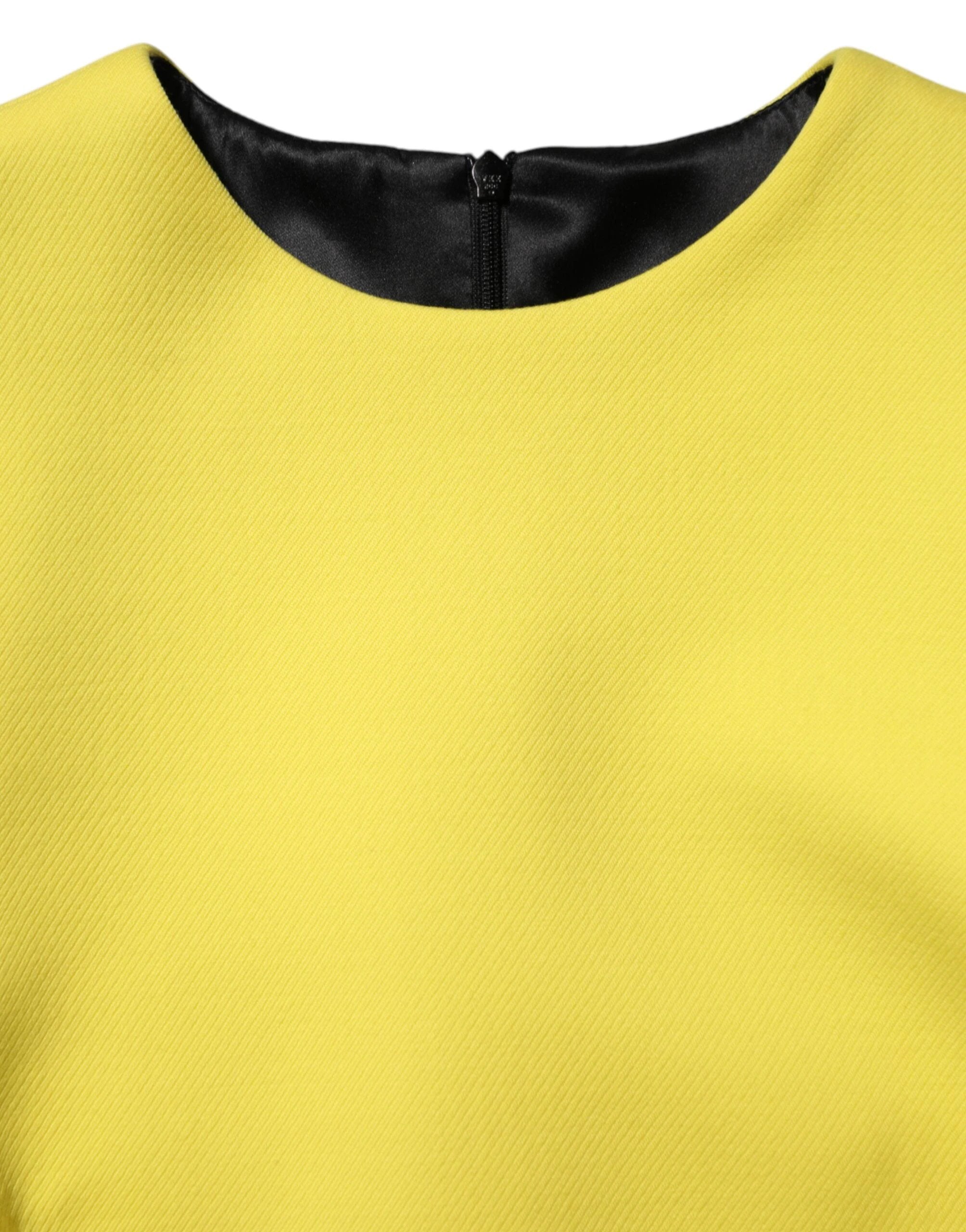 Dolce & Gabbana Yellow Viscose Acetate Mini Long Sleeve Dress by Dolce & Gabbana