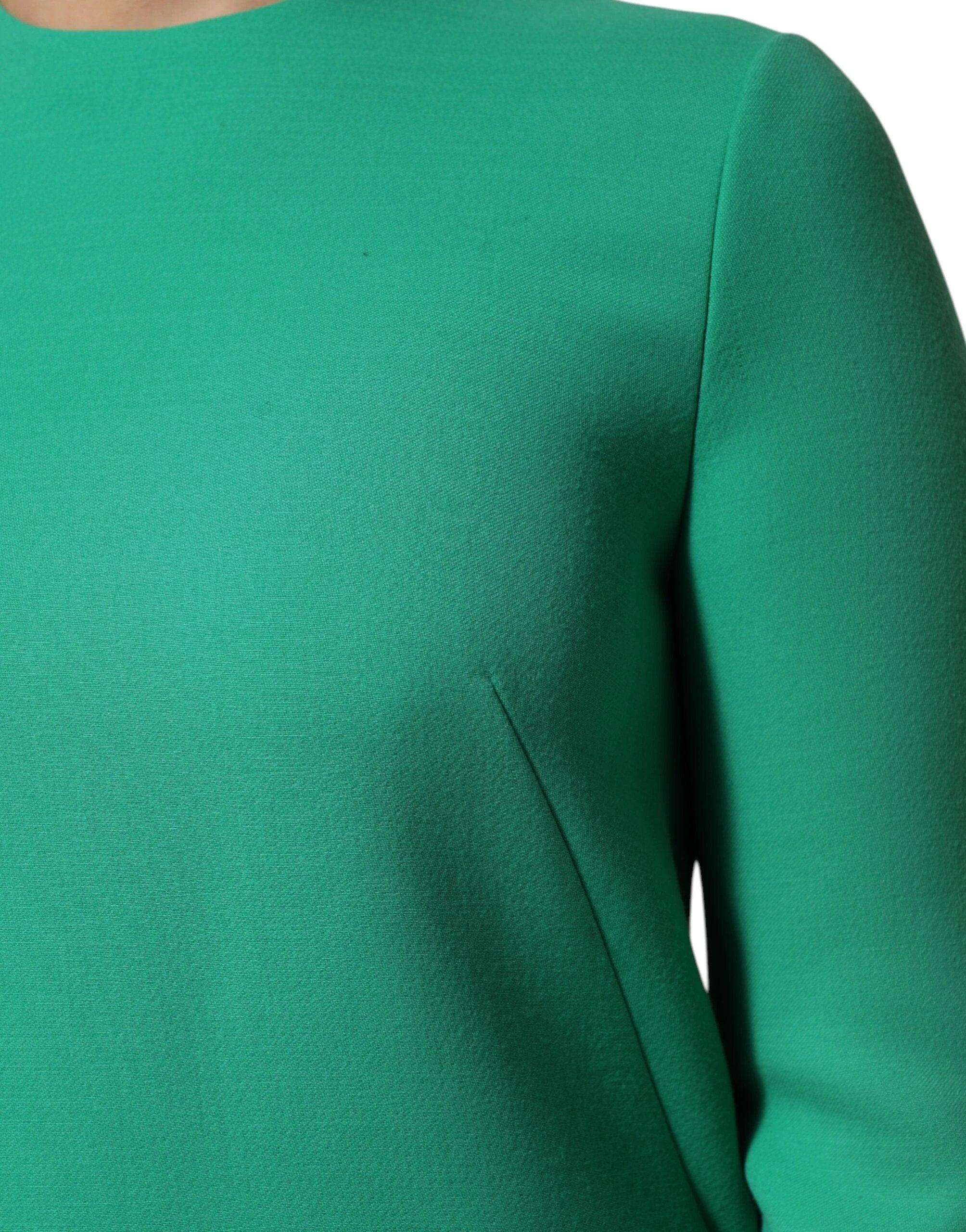 Dolce & Gabbana Green Viscose Acetate Mini Long Sleeve Dress by Dolce & Gabbana