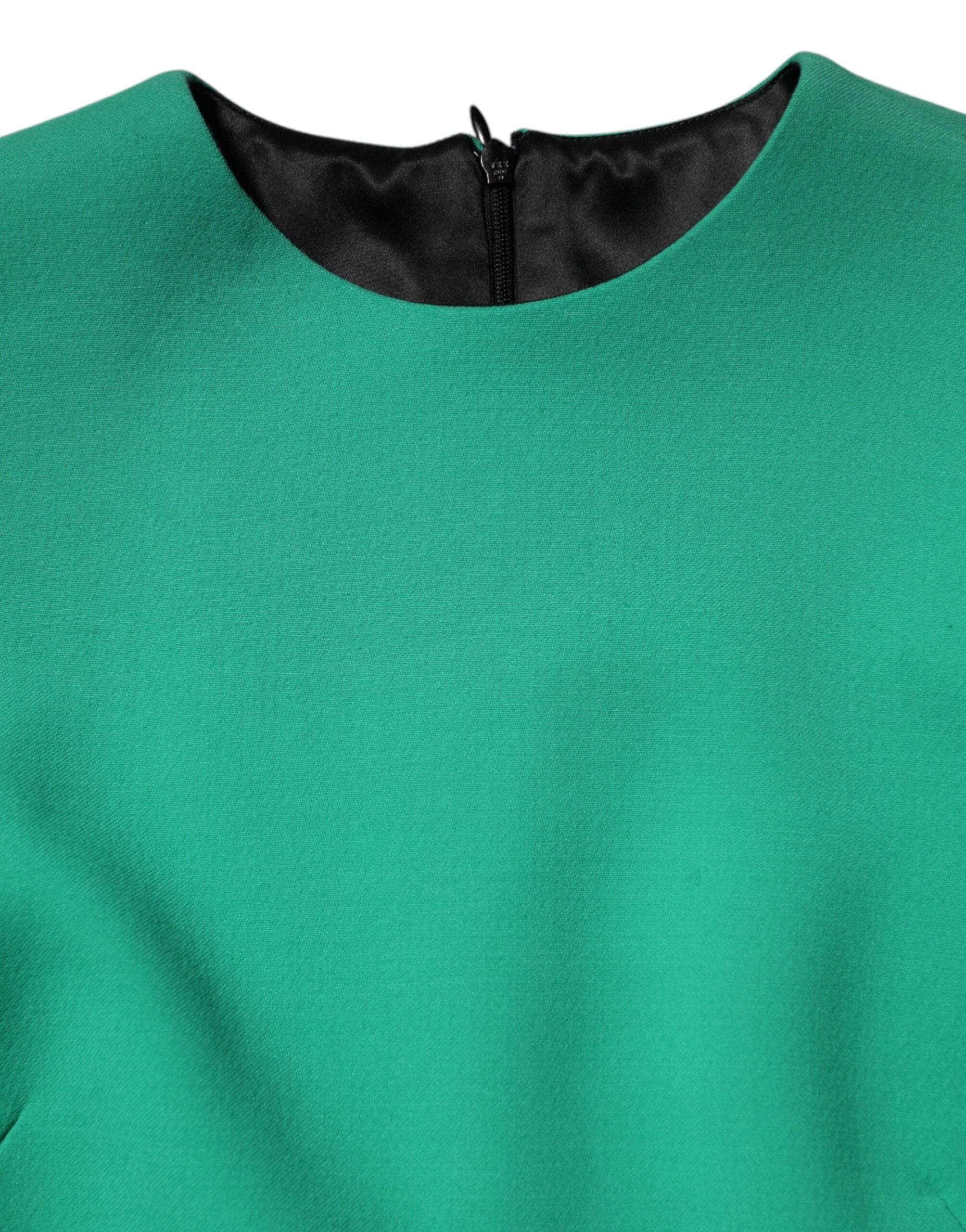 Dolce & Gabbana Green Viscose Acetate Mini Long Sleeve Dress by Dolce & Gabbana