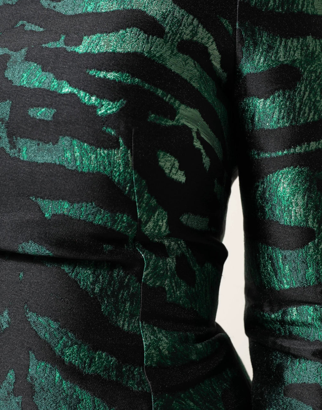 Dolce & Gabbana Black Green Metallic Jacquard Mini Long Dress by Dolce & Gabbana