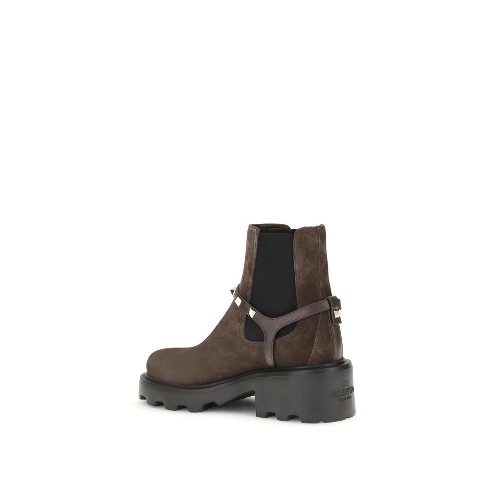 Valentino Garavani Brown Calf Leather Bos Taurus Chelsea Boots by Valentino Garavani