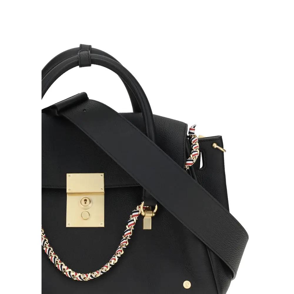 Thom Browne Black Calf Leather Bos Taurus Handbag