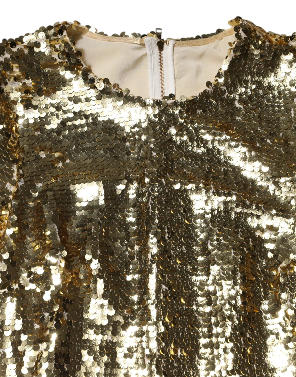 Dolce & Gabbana Gold Sequin Long Sleeve Mini Dress by Dolce & Gabbana