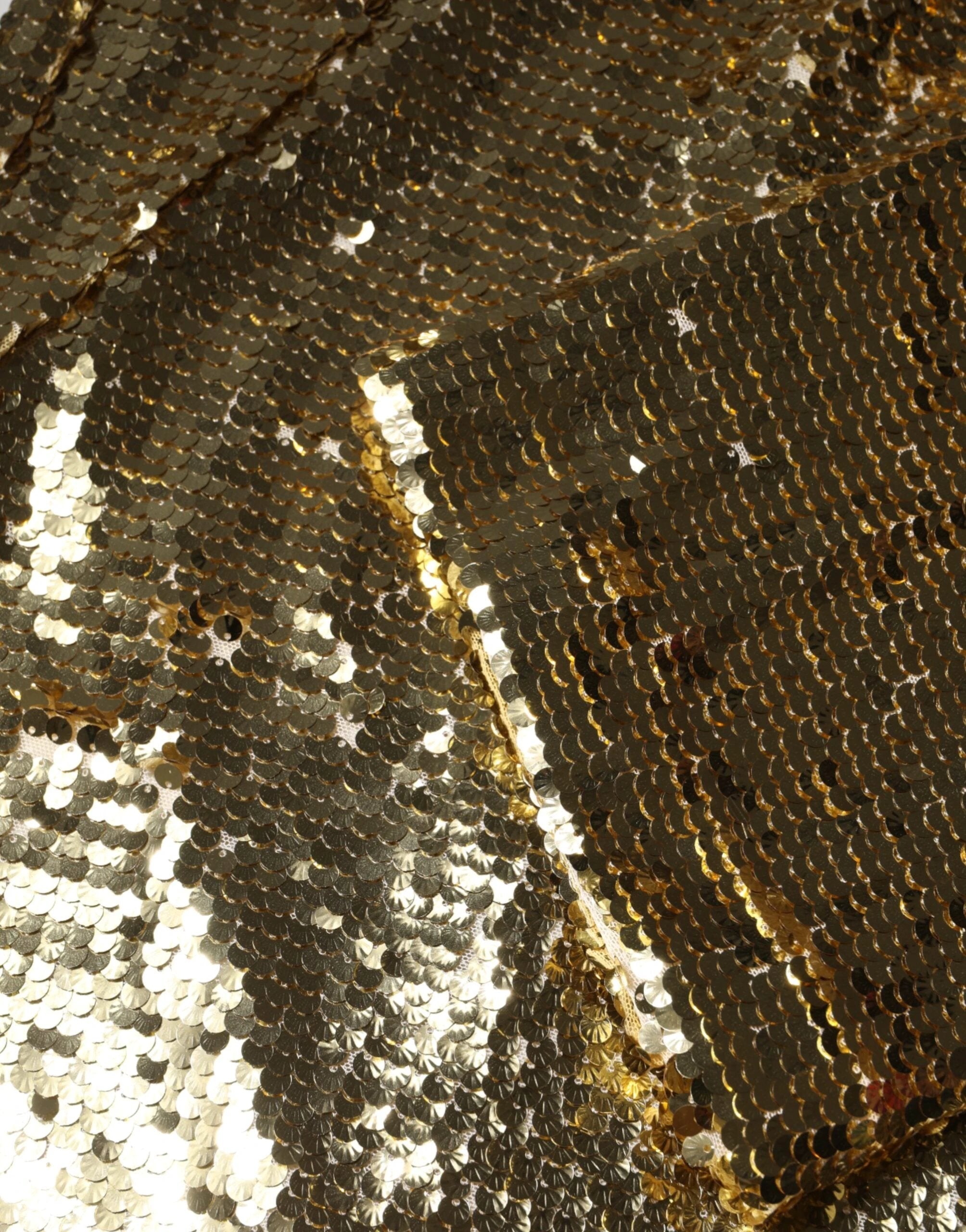 Dolce & Gabbana Gold Sequin Long Sleeve Mini Dress by Dolce & Gabbana