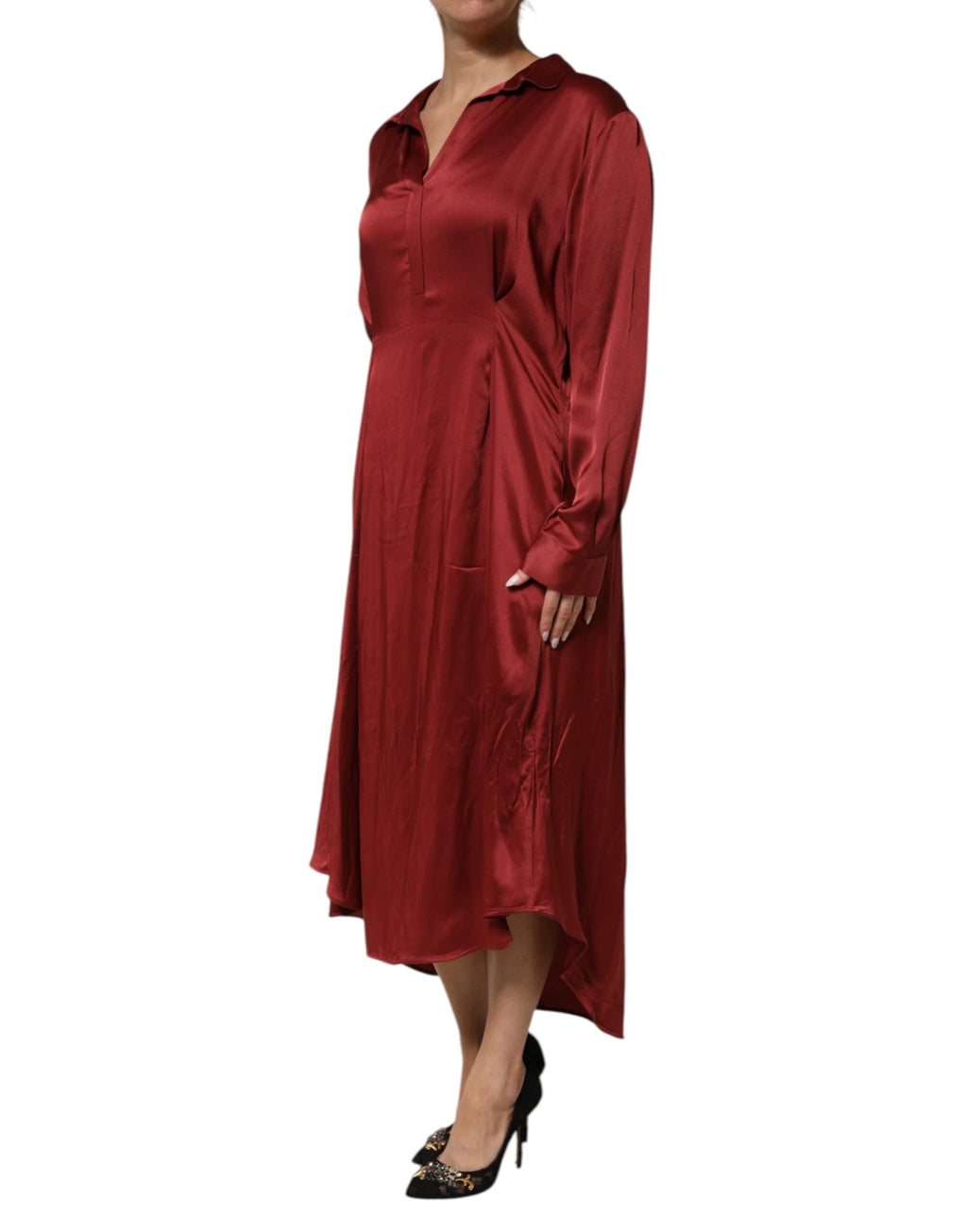 Fabiana Filippi Burgundy Acetate Viscose Satin Long Dress by Fabiana Filippi