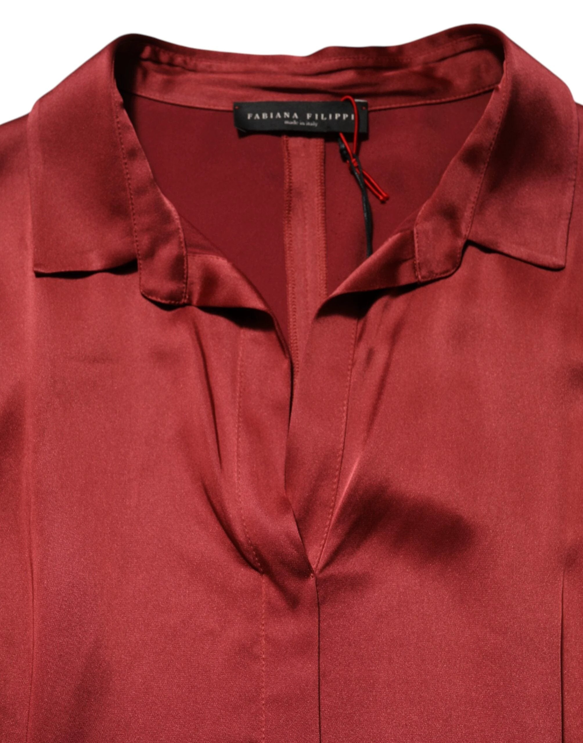 Fabiana Filippi Burgundy Acetate Viscose Satin Long Dress by Fabiana Filippi