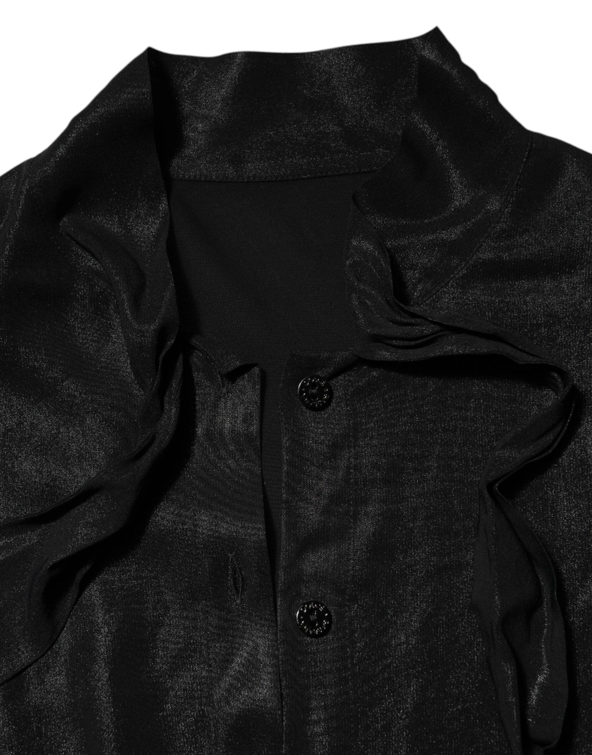 Dolce & Gabbana Black Viscose Long Sleeve Tie Neck Blouse Top by Dolce & Gabbana