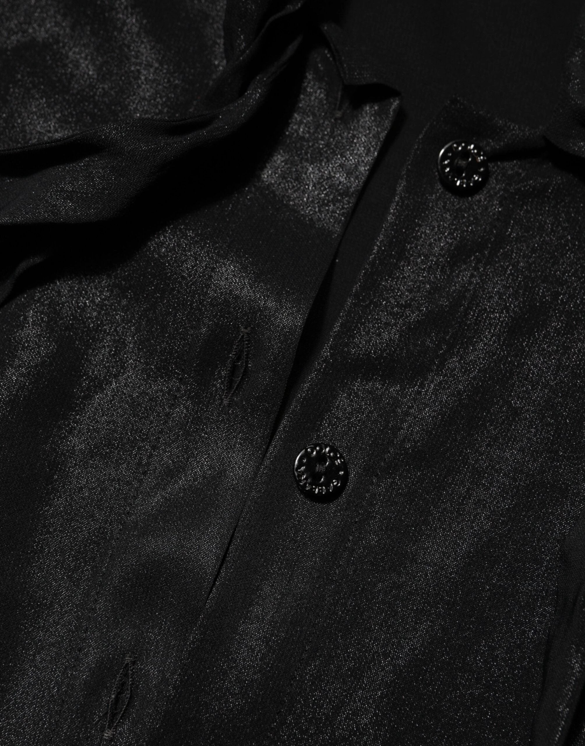 Dolce & Gabbana Black Viscose Long Sleeve Tie Neck Blouse Top by Dolce & Gabbana