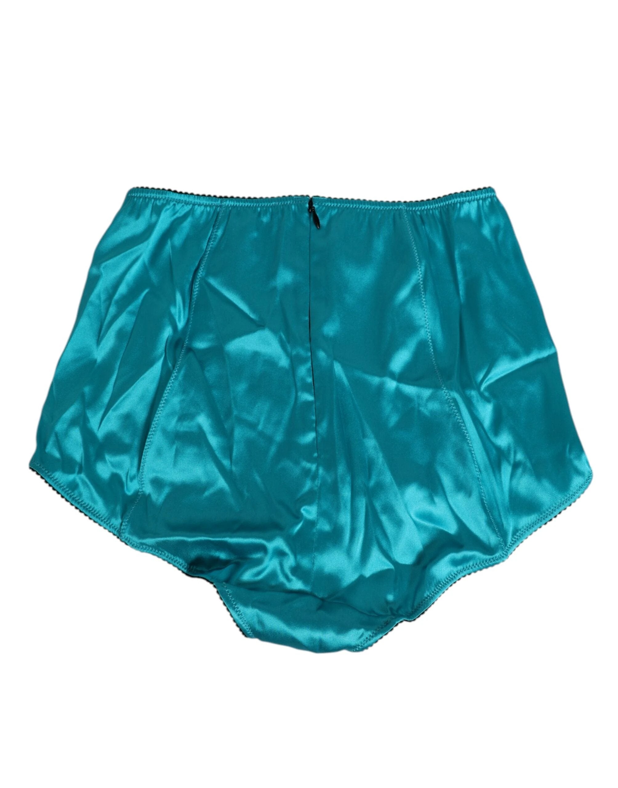 Dolce & Gabbana Aqua Green Satin High-Waist Briefs Underwear by Dolce & Gabbana