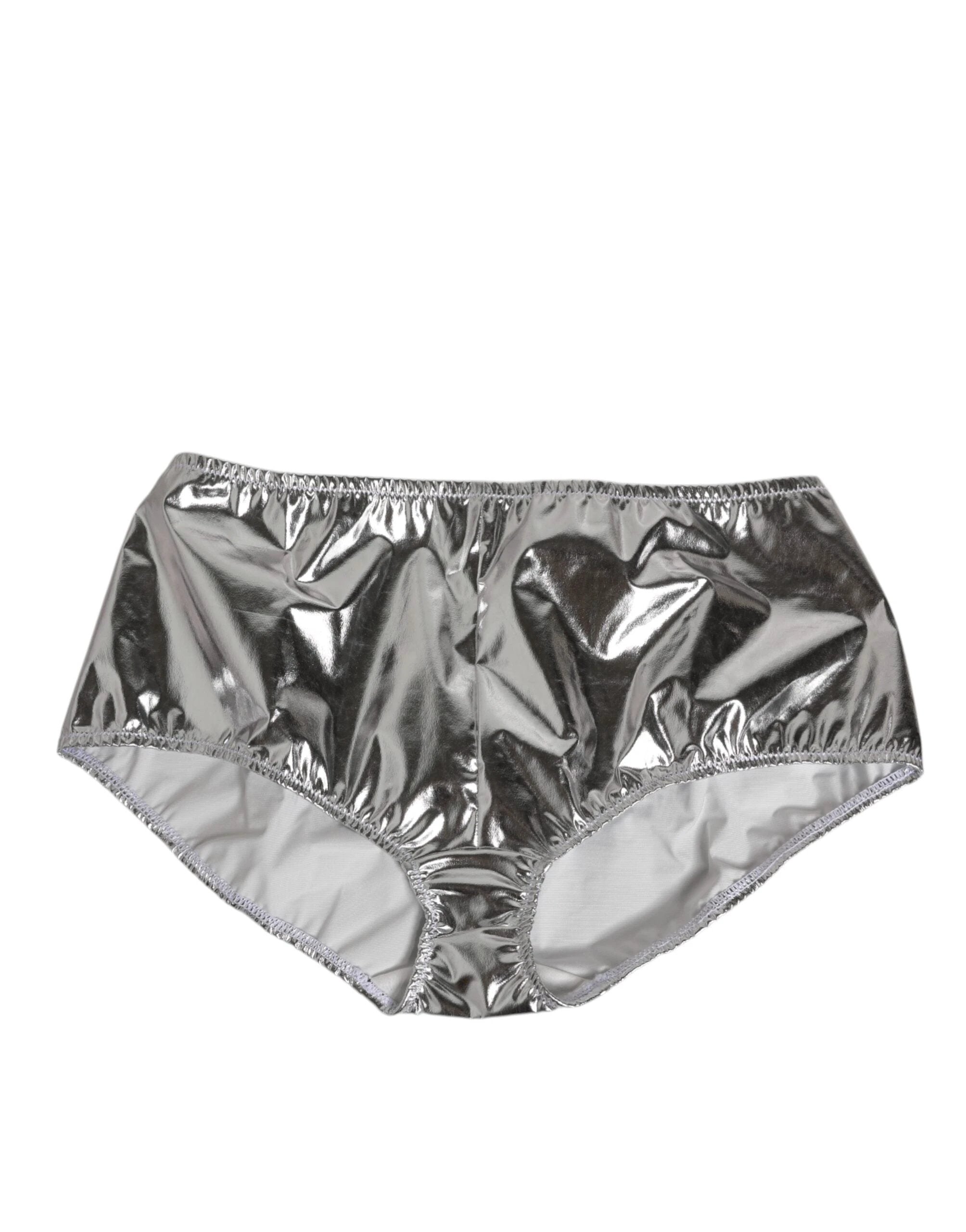 Dolce & Gabbana Silver Metallic High Waist Bikini Bottom Women Underwear by Dolce & Gabbana