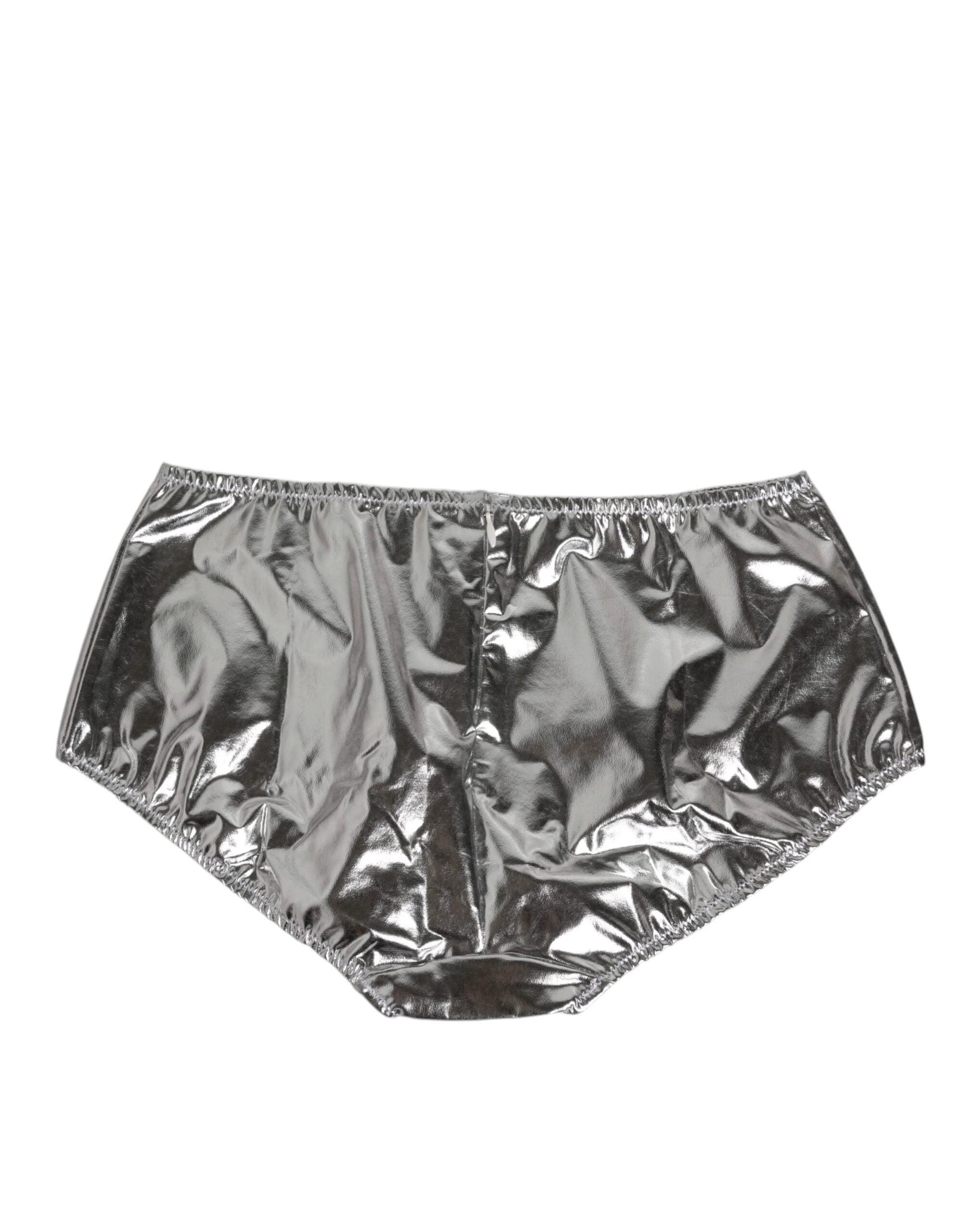 Dolce & Gabbana Silver Metallic High Waist Bikini Bottom Women Underwear by Dolce & Gabbana