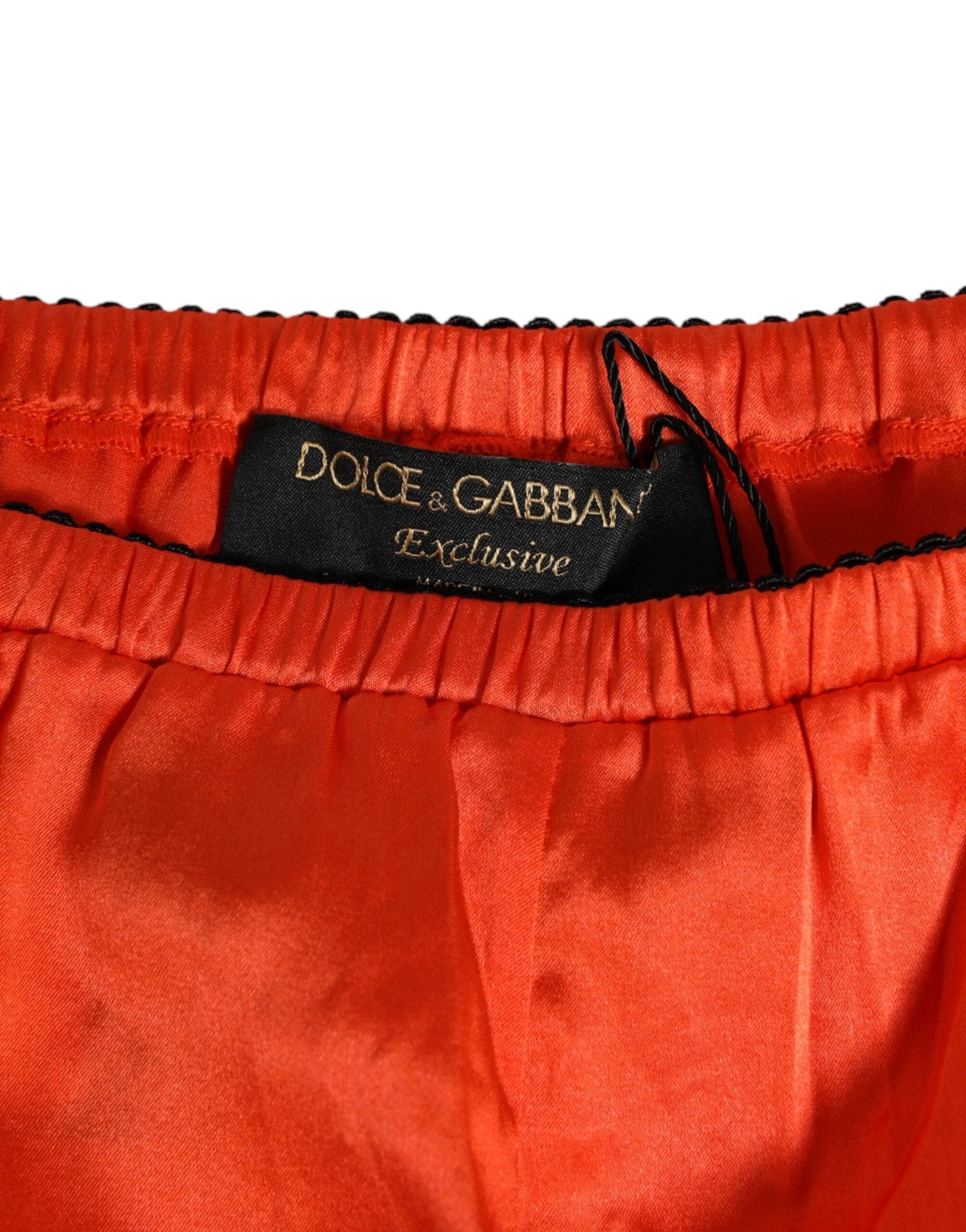 Dolce & Gabbana Red Silk Satin Lace Shorts Underwear by Dolce & Gabbana