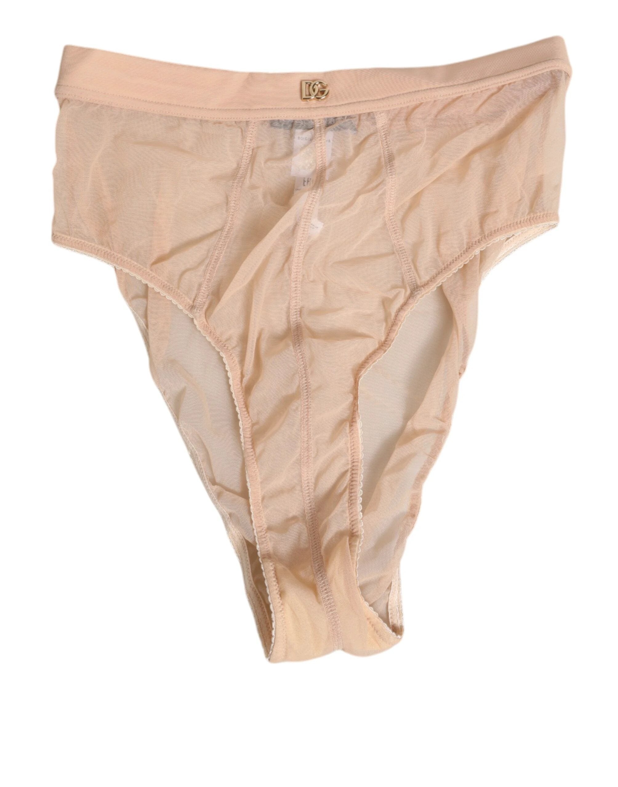 Dolce & Gabbana Beige Sheer Mesh High Waist Panty Underwear by Dolce & Gabbana