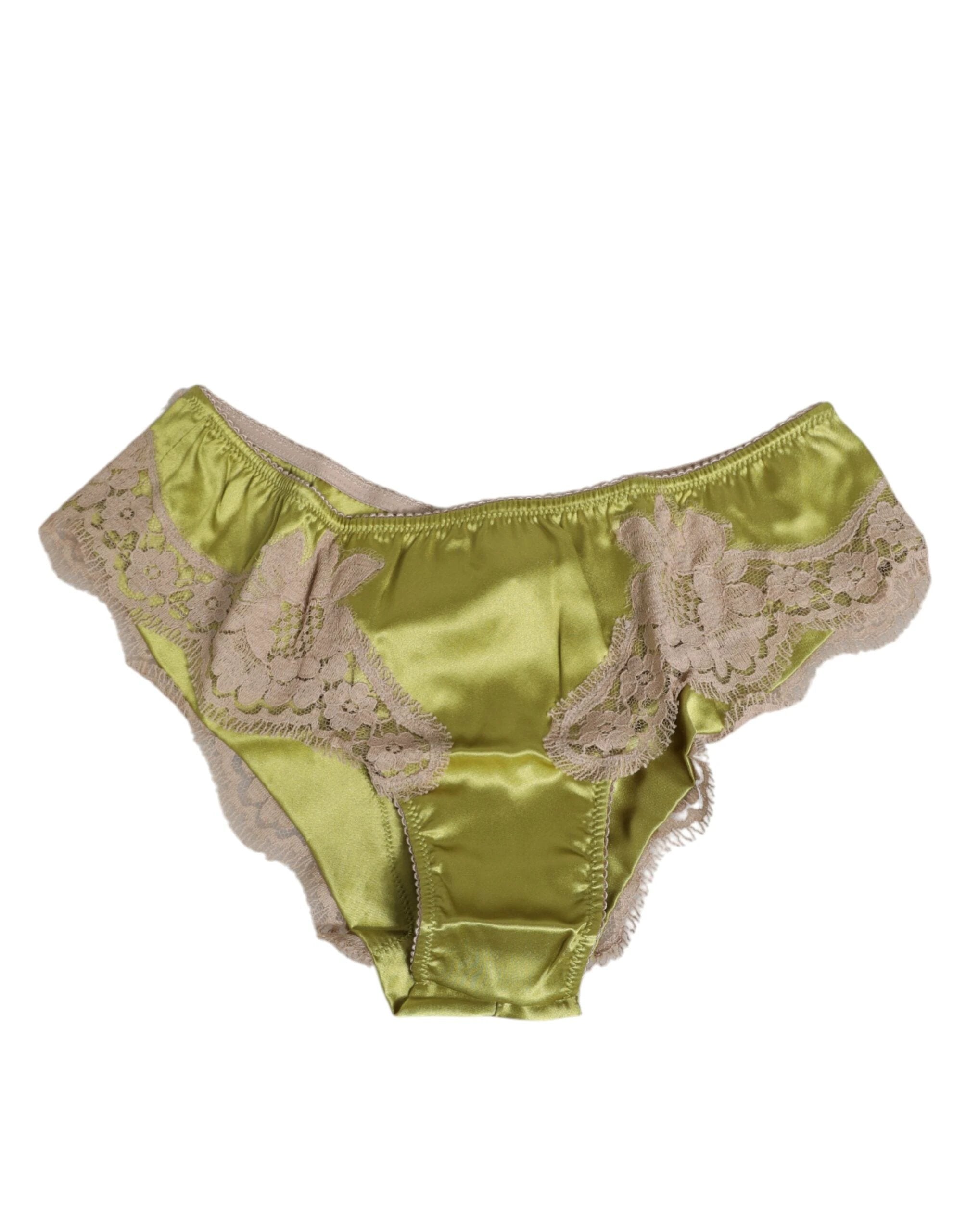 Dolce & Gabbana Green Silk Satin Lace Trim New Slip Underwear by Dolce & Gabbana