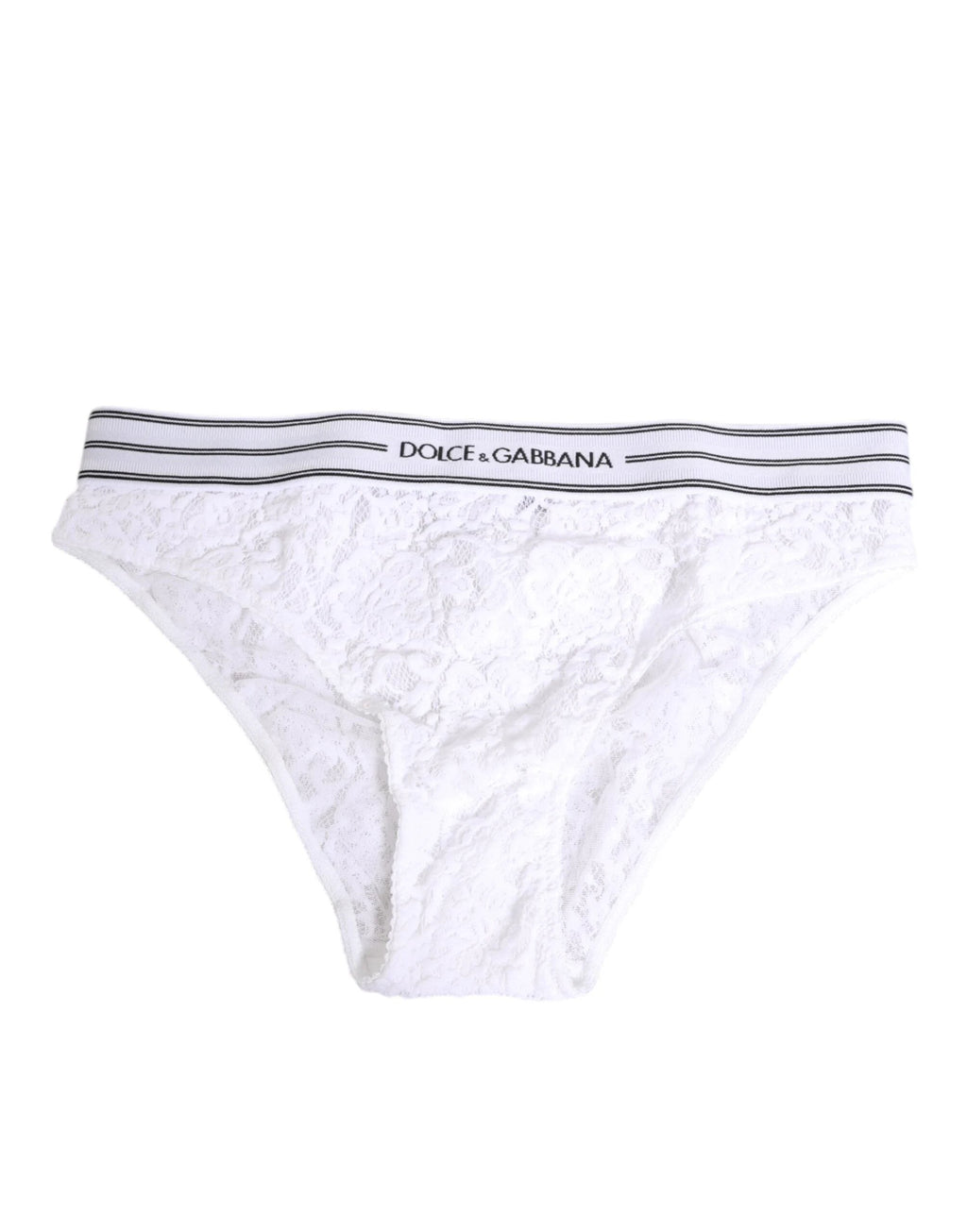 Dolce & Gabbana White Lace Slip Brief Logo Waistband Underwear by Dolce & Gabbana