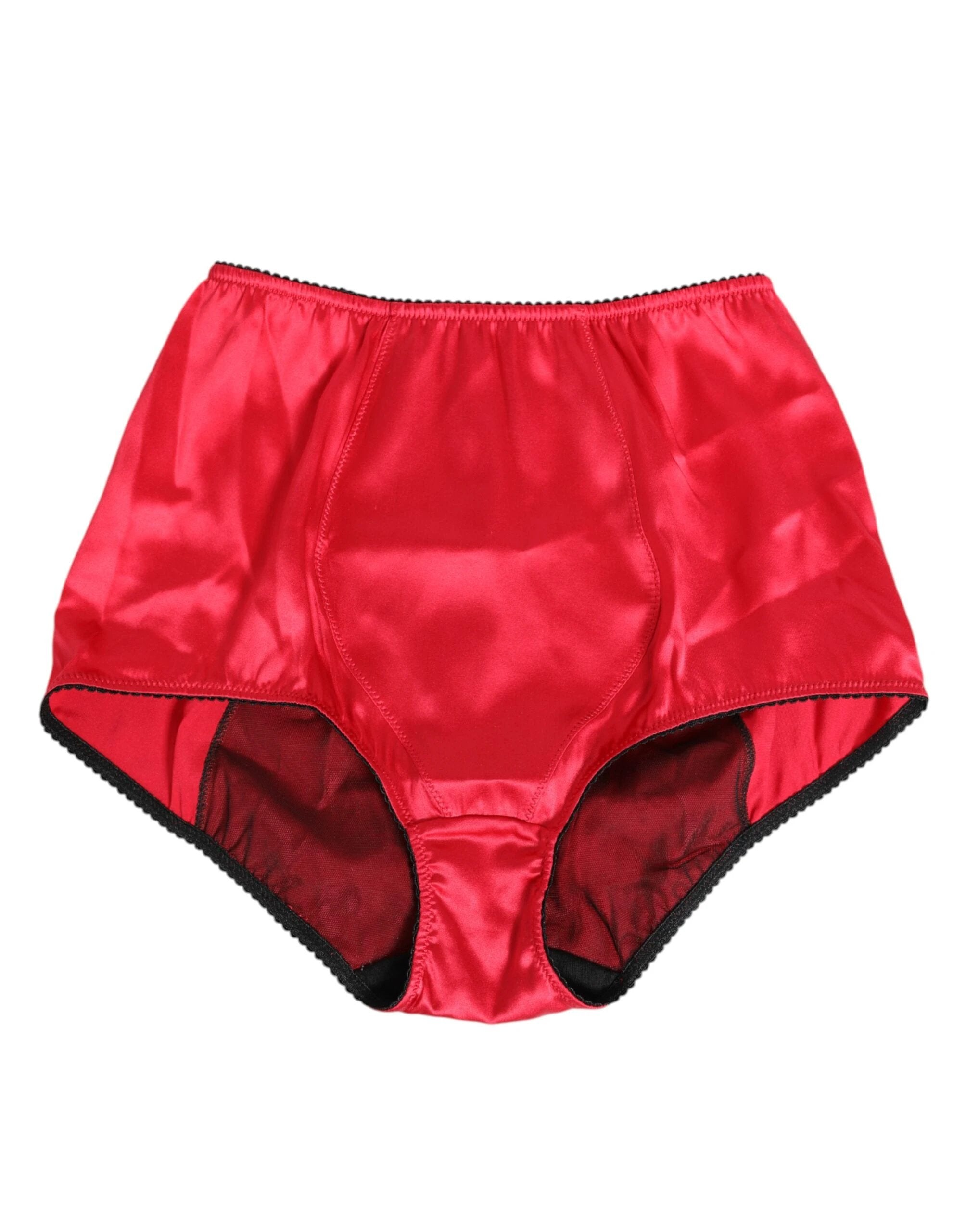 Dolce & Gabbana Red Silk Satin High-Waist Briefs Underwear by Dolce & Gabbana