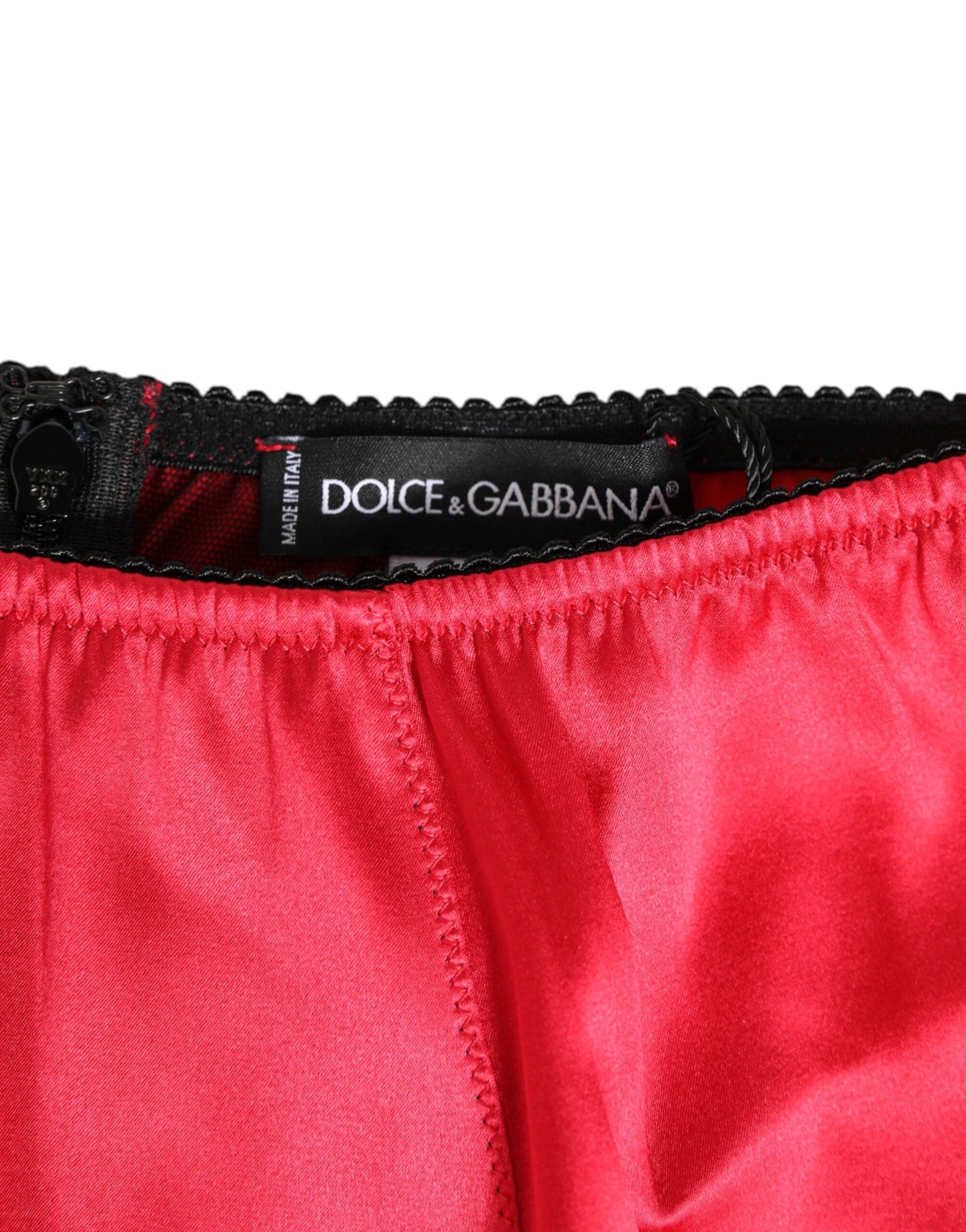 Dolce & Gabbana Red Silk Satin High-Waist Briefs Underwear by Dolce & Gabbana