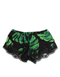 Dolce & Gabbana Black Green Tropical Print Lace Underwear by Dolce & Gabbana