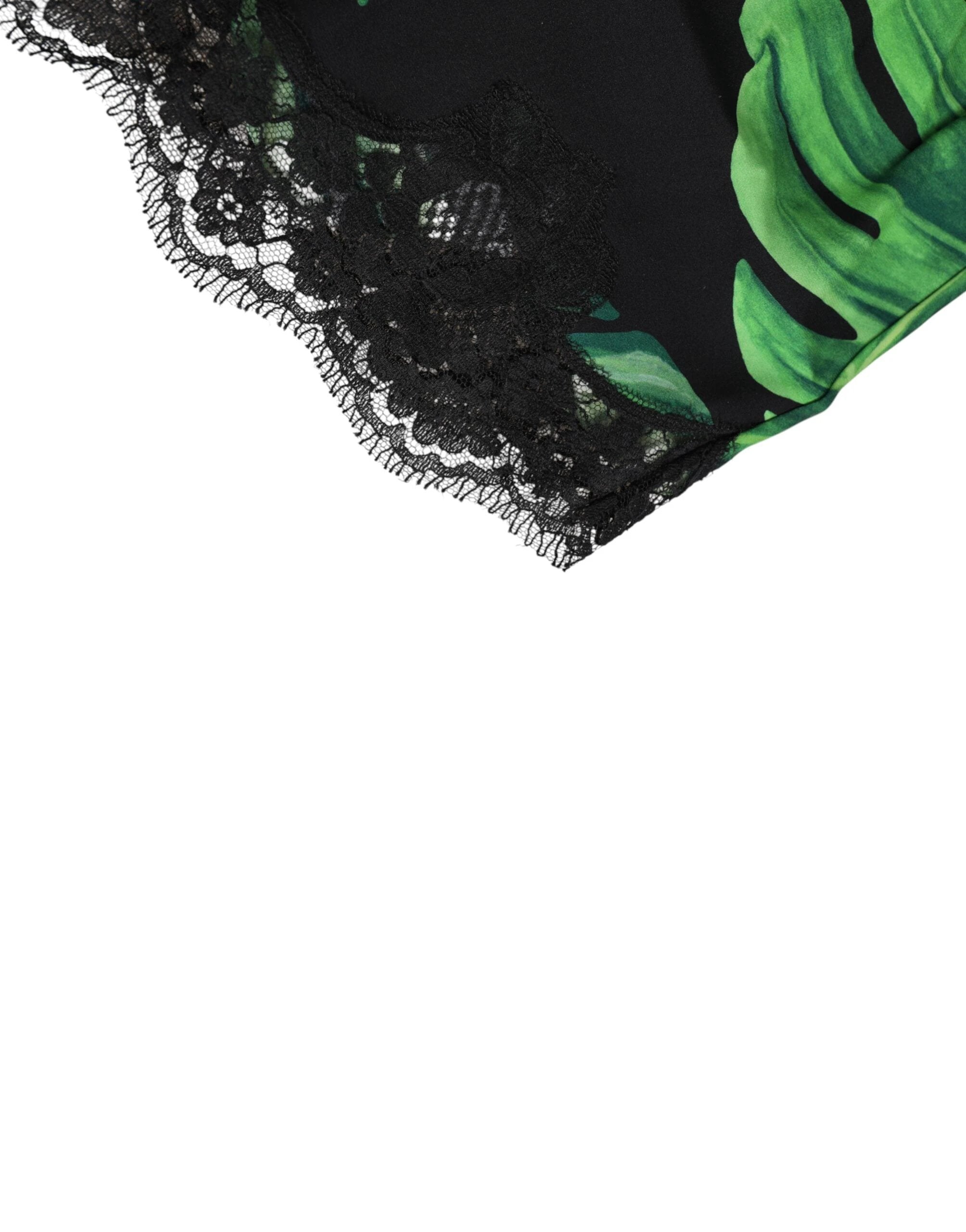 Dolce & Gabbana Black Green Tropical Print Lace Underwear by Dolce & Gabbana