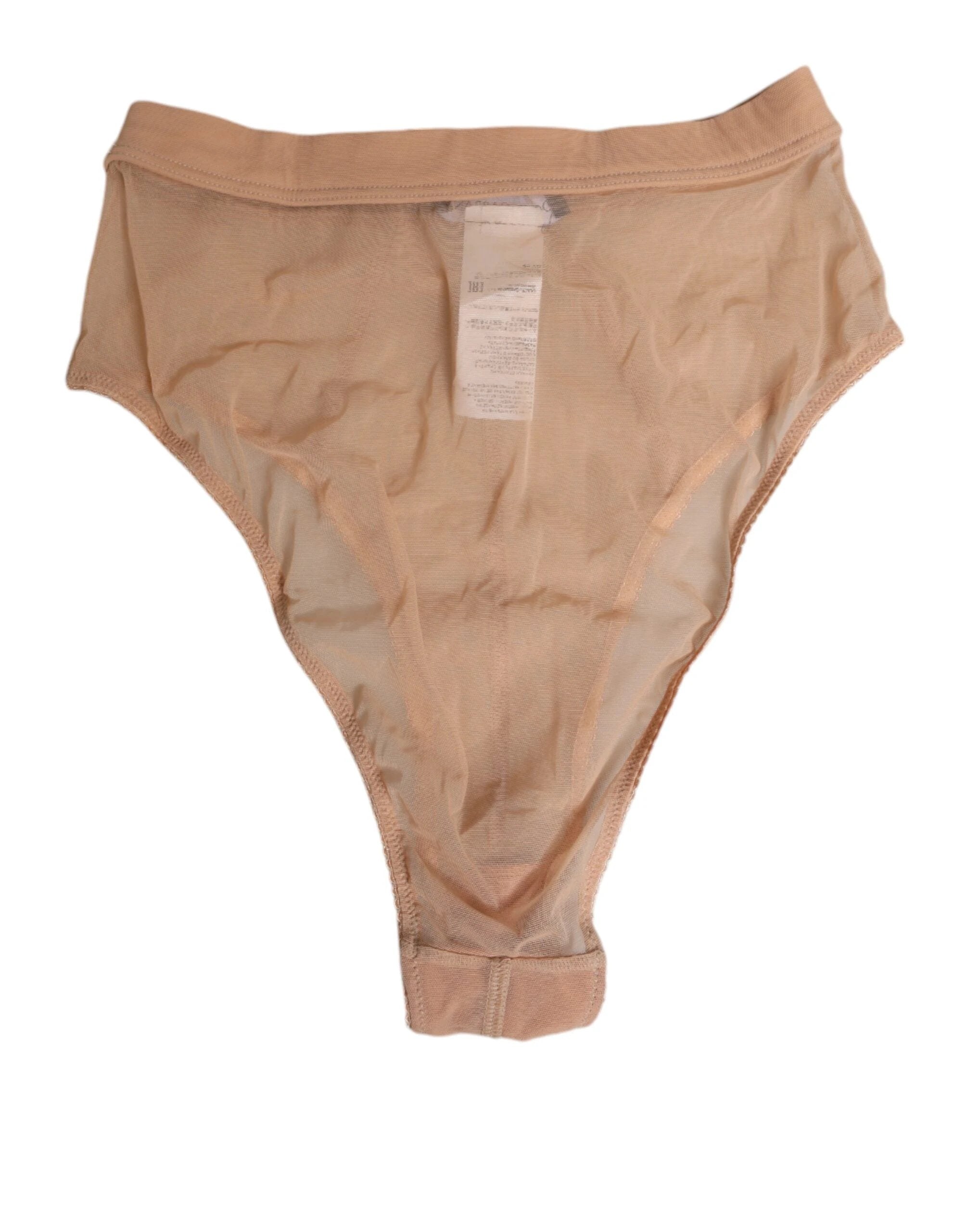 Dolce & Gabbana Beige Sheer Mesh High Waist Briefs Underwear by Dolce & Gabbana