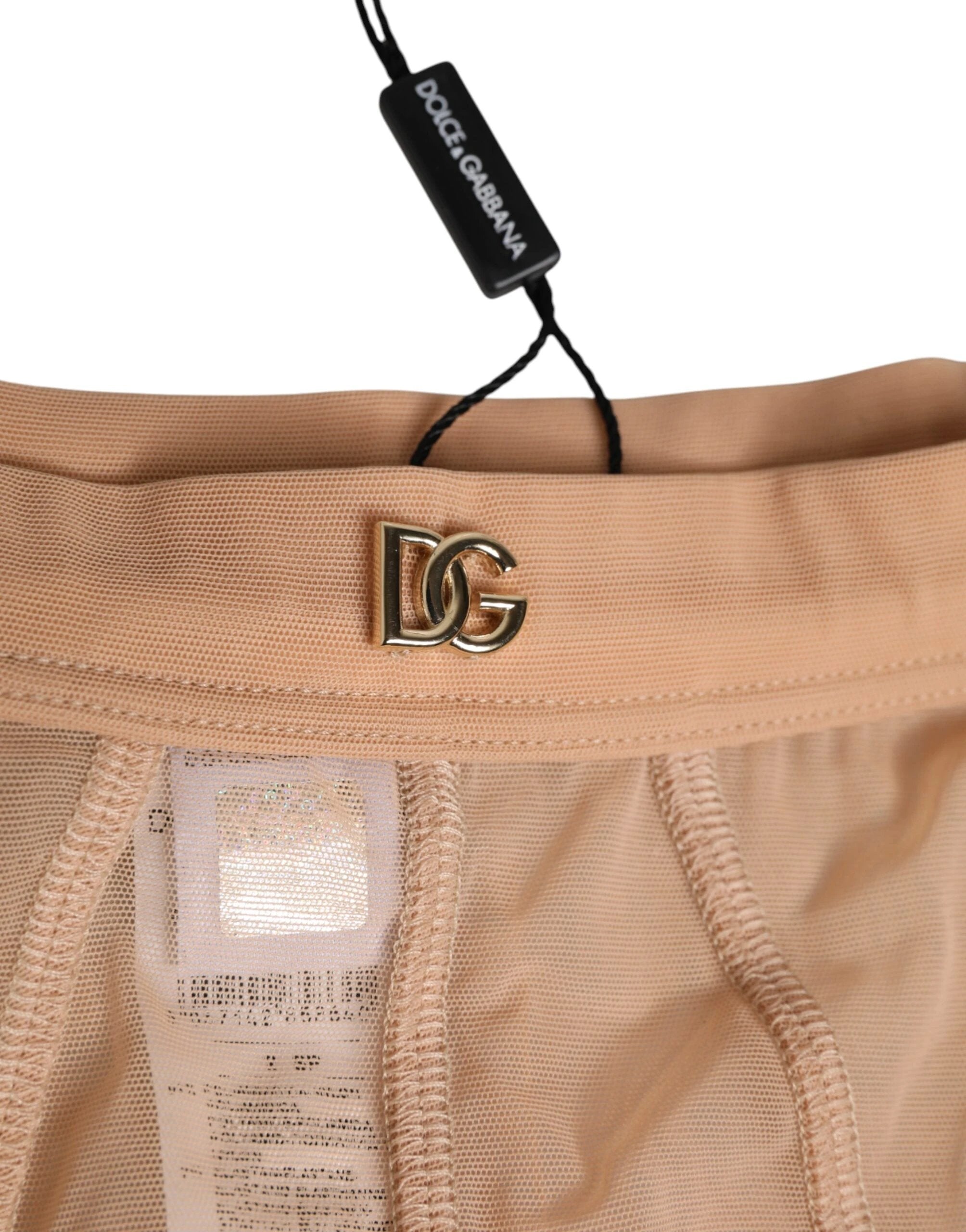 Dolce & Gabbana Beige Sheer Mesh High Waist Briefs Underwear by Dolce & Gabbana
