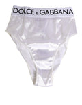 Dolce & Gabbana White Satin High-Waist Brief Logo Women Underwear by Dolce & Gabbana