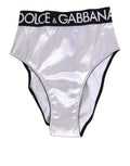 Dolce & Gabbana White Satin High-Waist Black Logo Women Underwear by Dolce & Gabbana