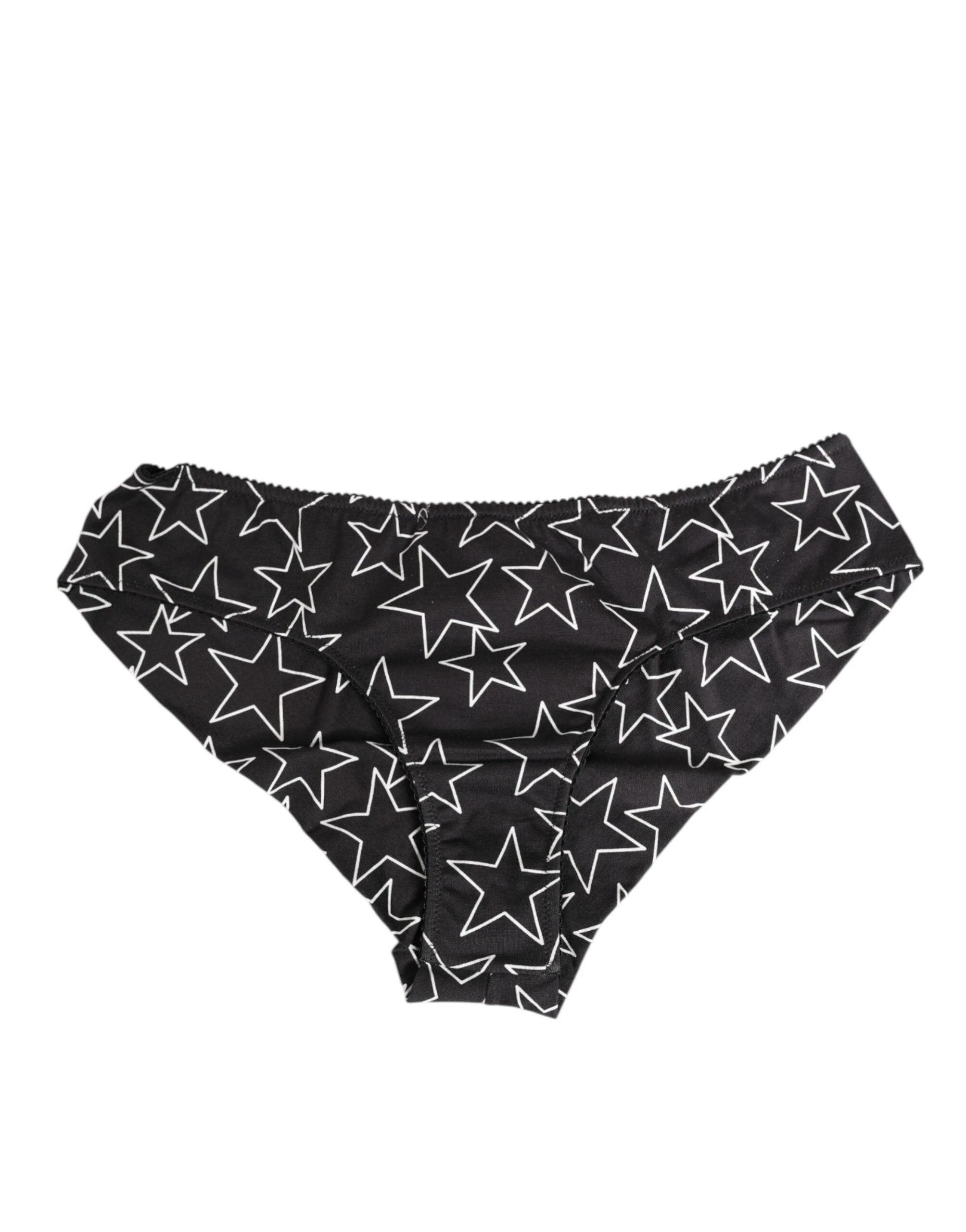 Dolce & Gabbana Black White Star Print Cotton Slip Panty Underwear by Dolce & Gabbana