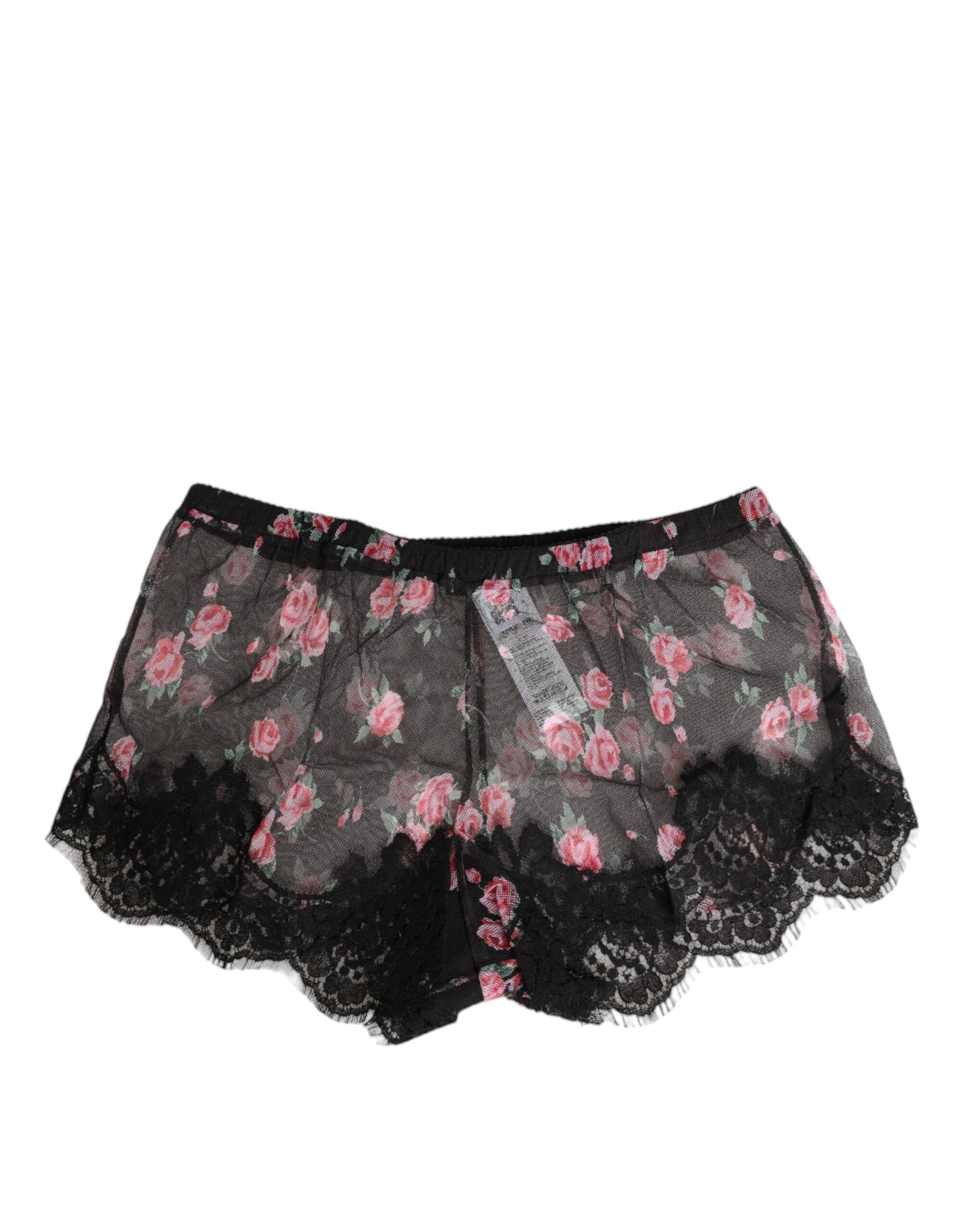 Dolce & Gabbana Black Pink Floral Lace Mesh Lingeri Underwear by Dolce & Gabbana