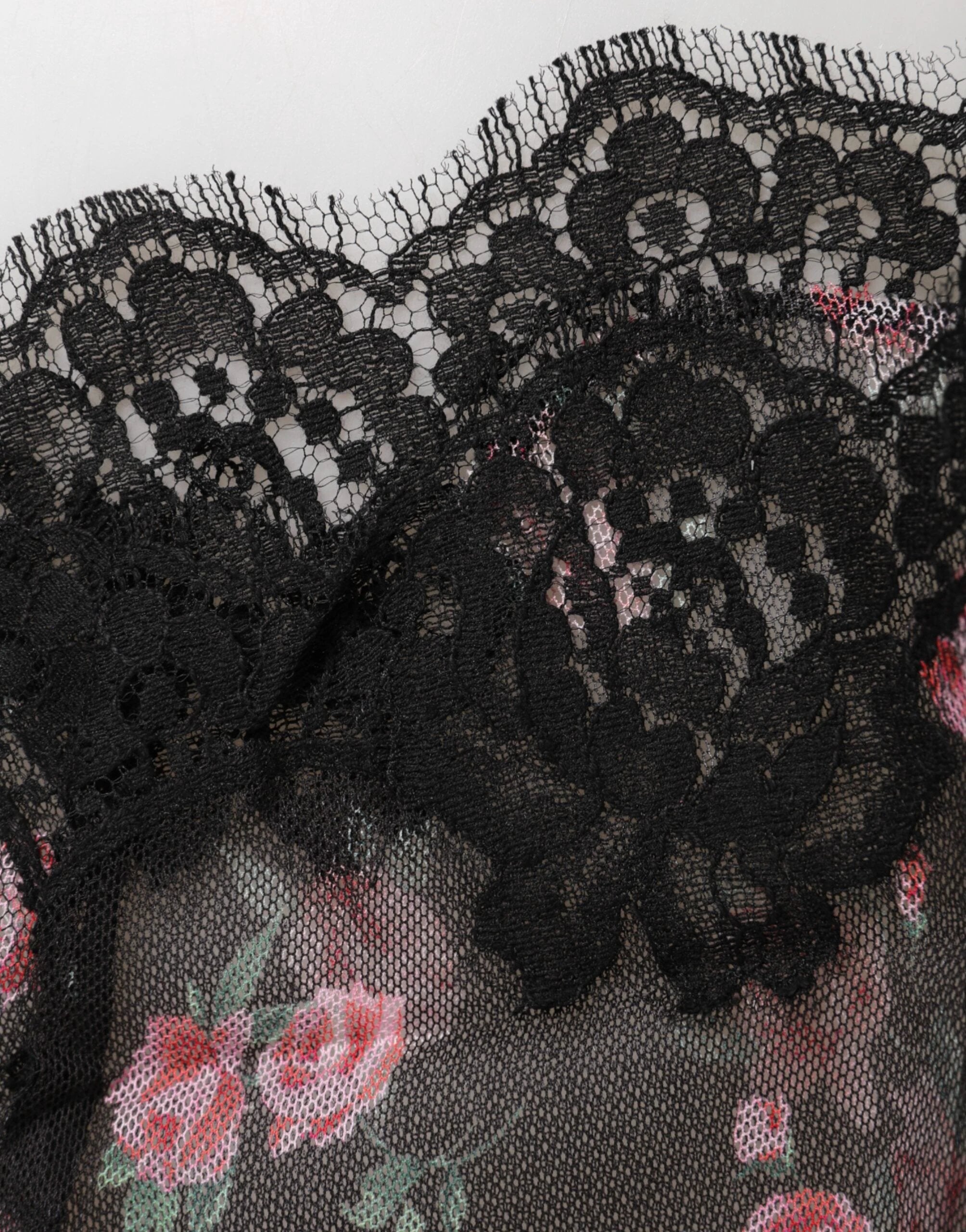 Dolce & Gabbana Black Pink Floral Lace Mesh Lingeri Underwear by Dolce & Gabbana
